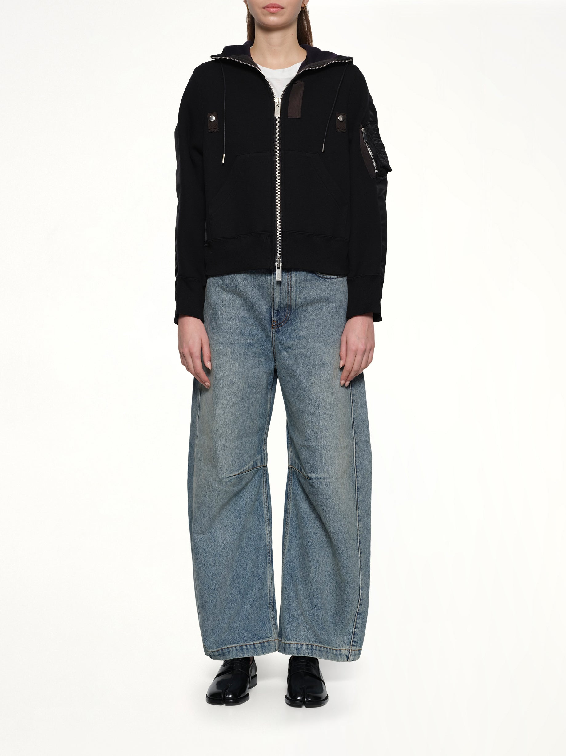 Sponge x Nylon Twill Hoodie in Black - 7