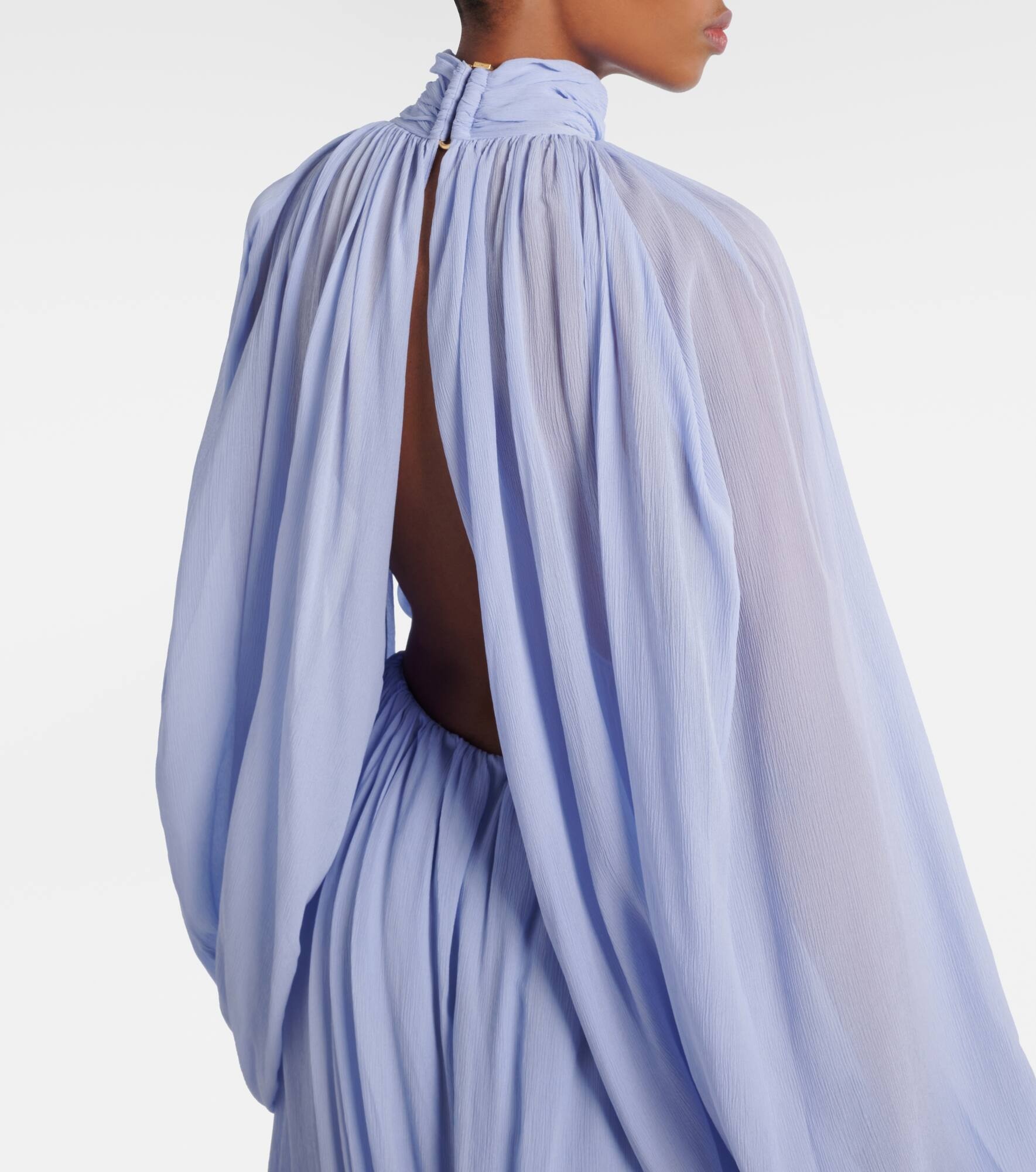 Gathered silk crepon midi dress - 6