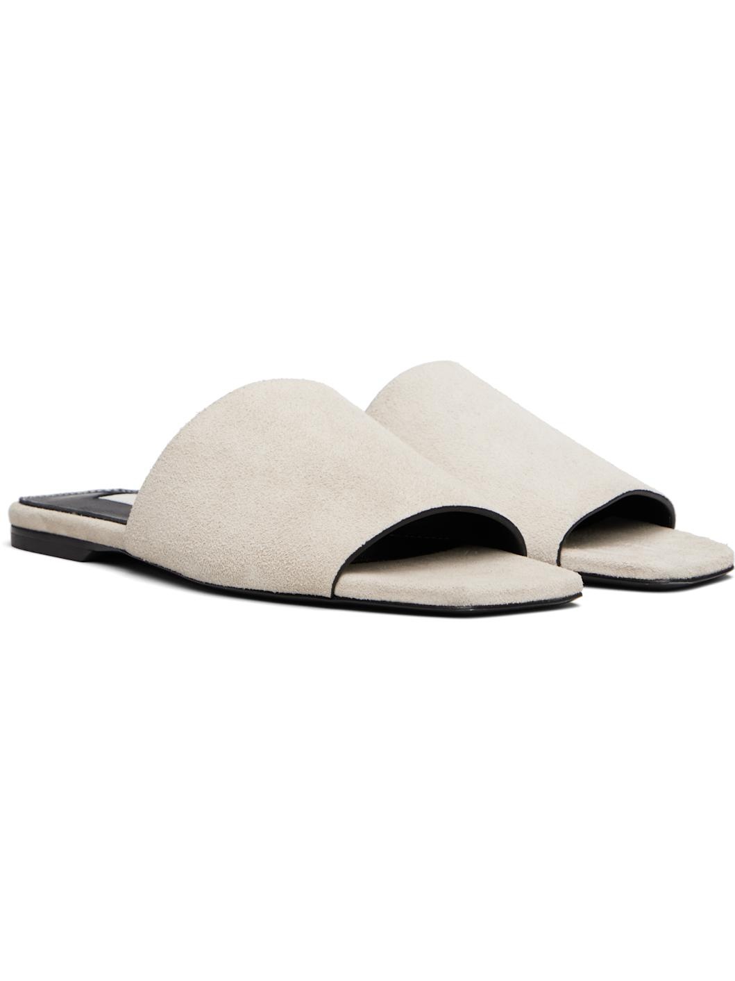 Gray Velour-Leather Bandeau Sandals - 4