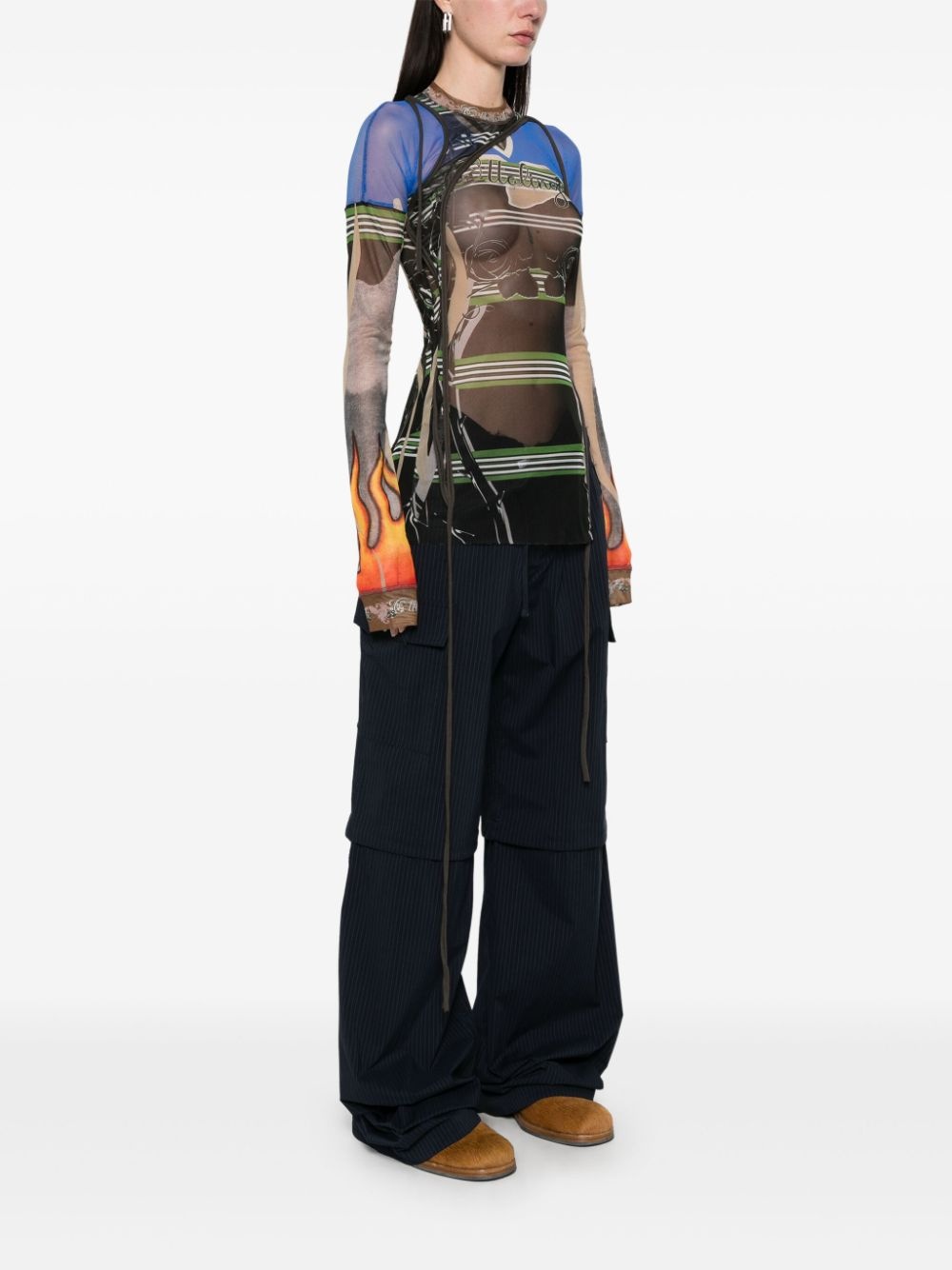 deconstructed mesh T-shirt - 3