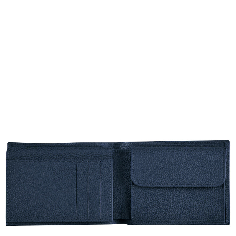 Longchamp Le Foulonné Wallet Navy - Leather outlook