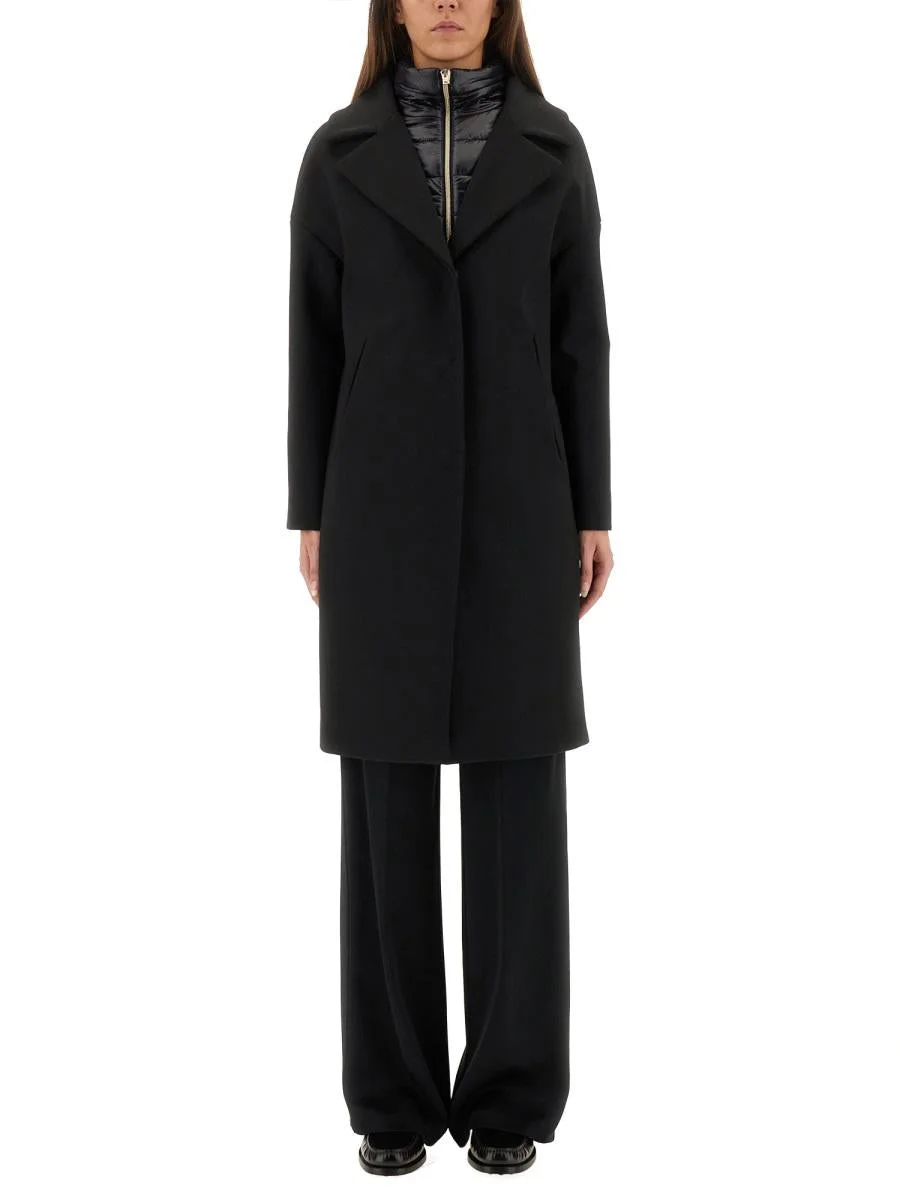 Herno Wool Coat With Technical Bib - 1