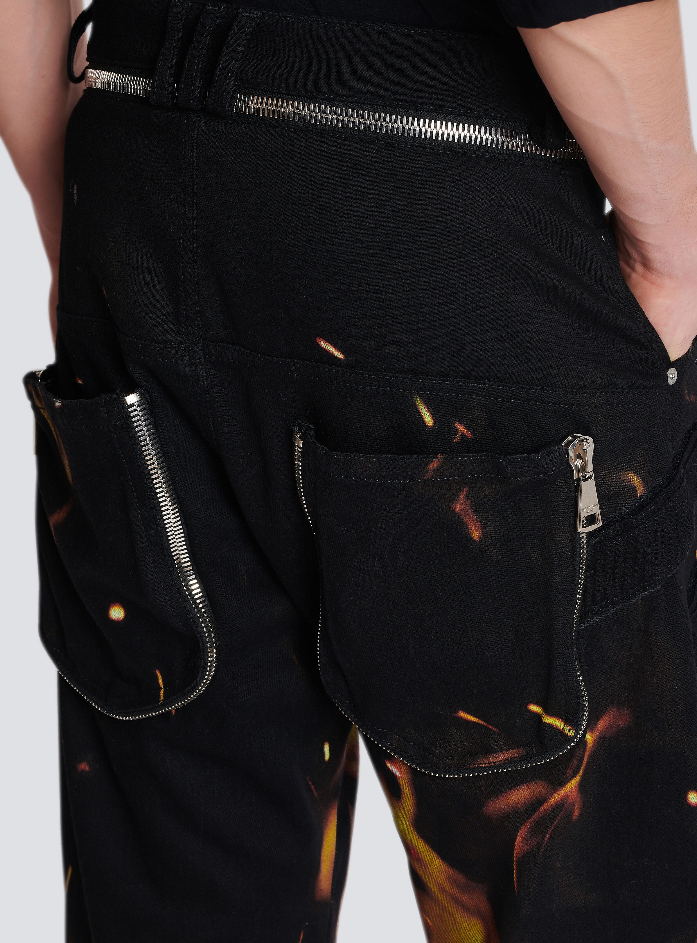 Fire print jeans with inserts - 8