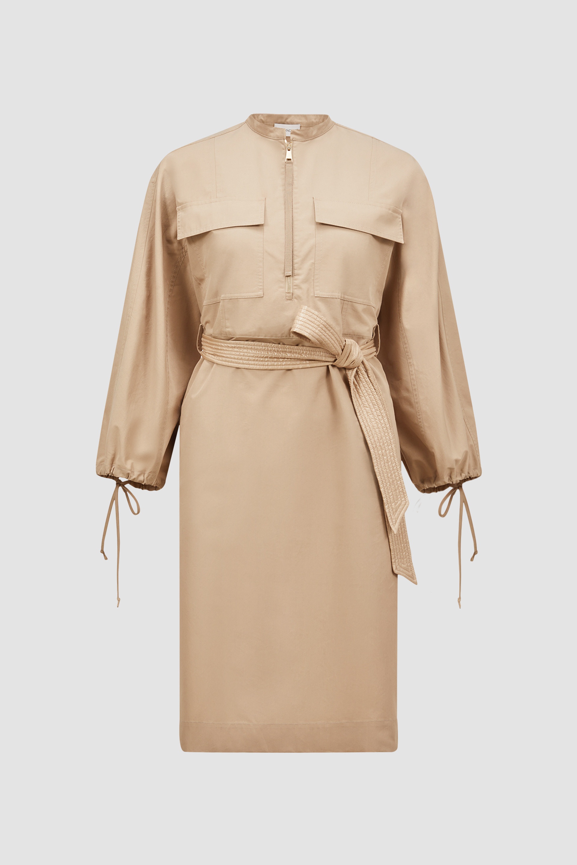Belted Poplin Midi Dress - 1