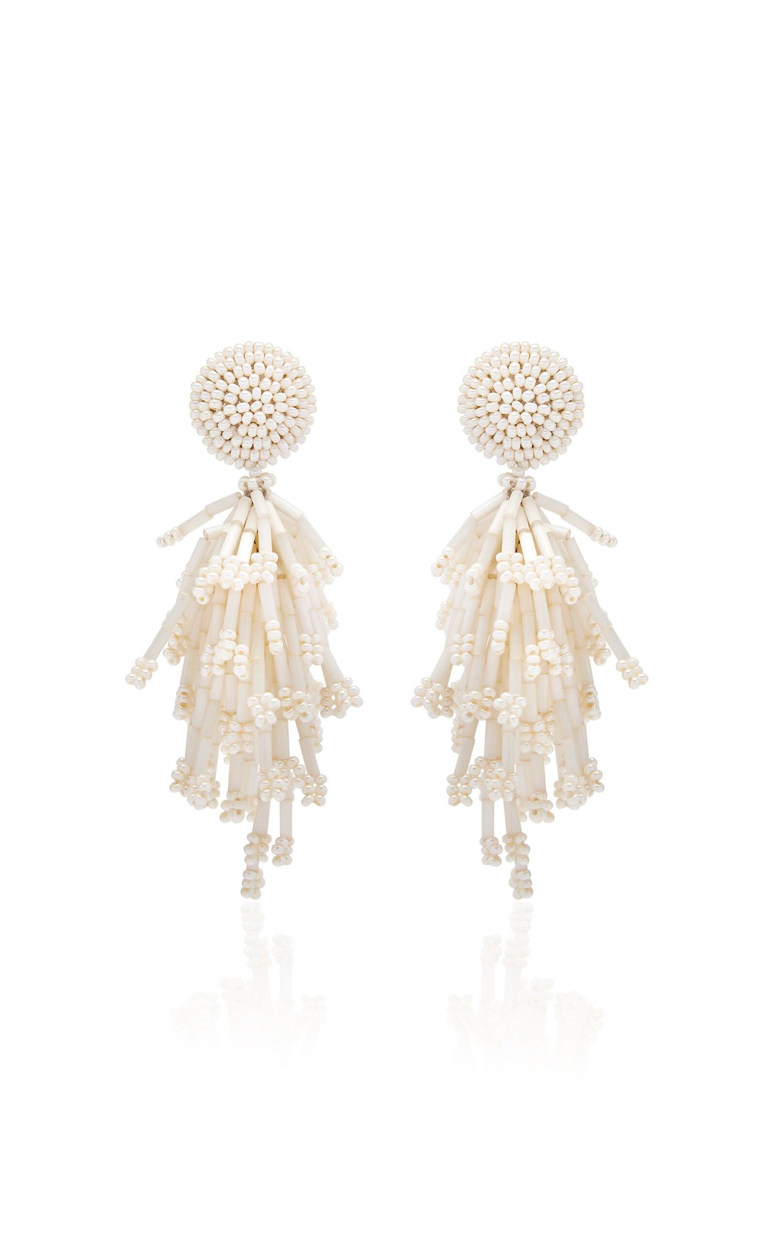 Fringed Tassel Clip-On Earrings white - 1