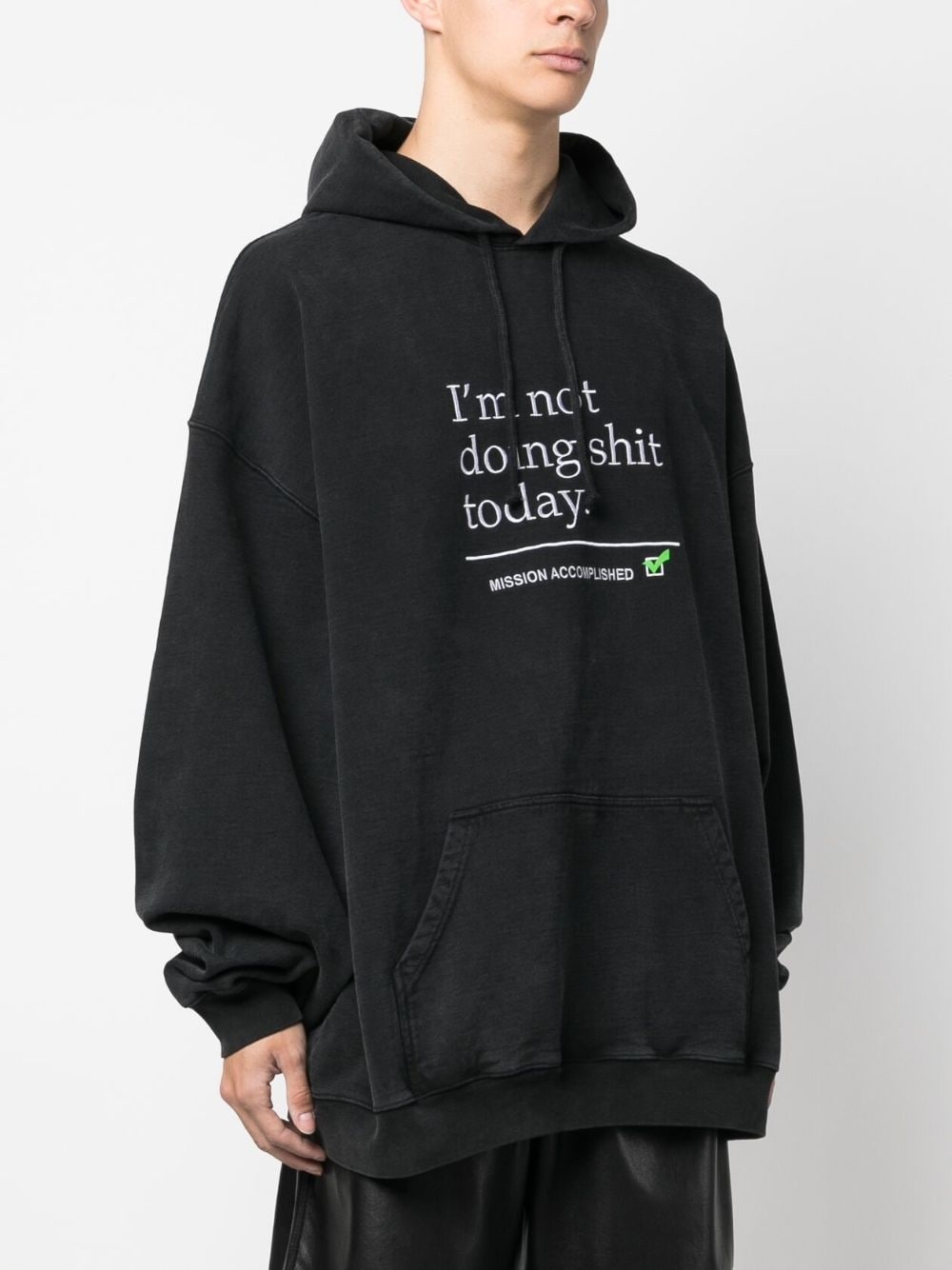 text-print cotton hoodie - 3