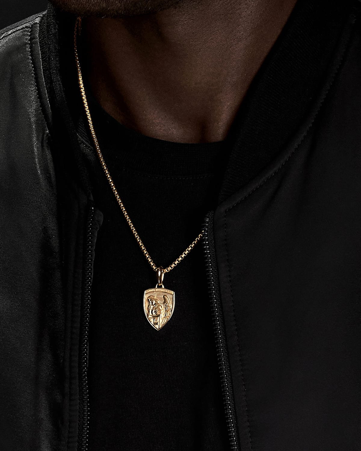 Men's St. Michael Amulet in 18K Gold, 26mm - 2