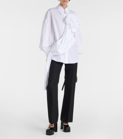 Simone Rocha Floral-appliqué cotton poplin shirt outlook