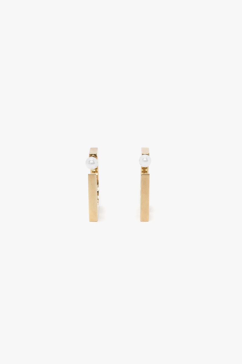 Victoria Beckham Square Faceted Hoop Earrings In Light Gold outlook