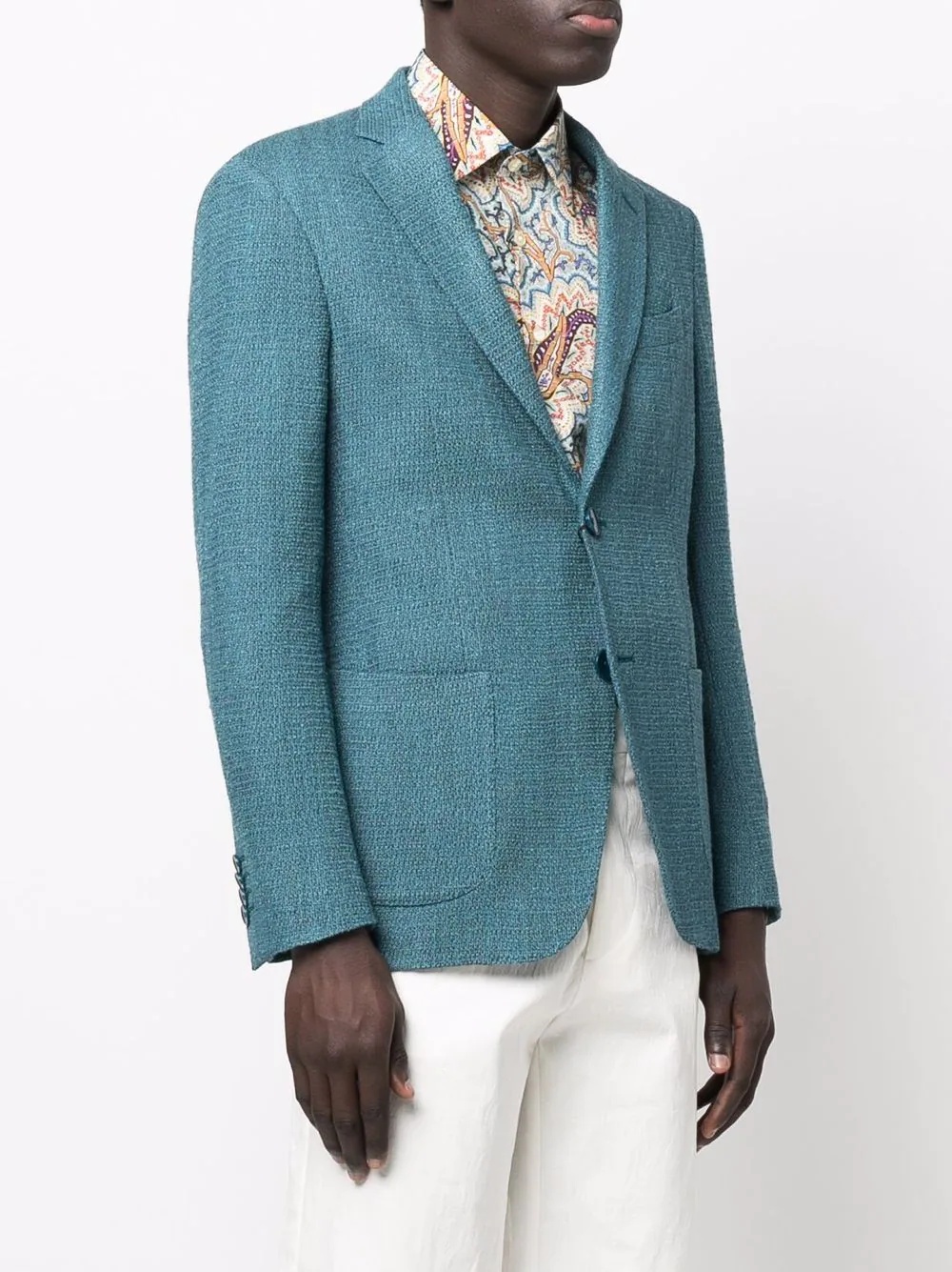 woven single-breasted blazer - 3