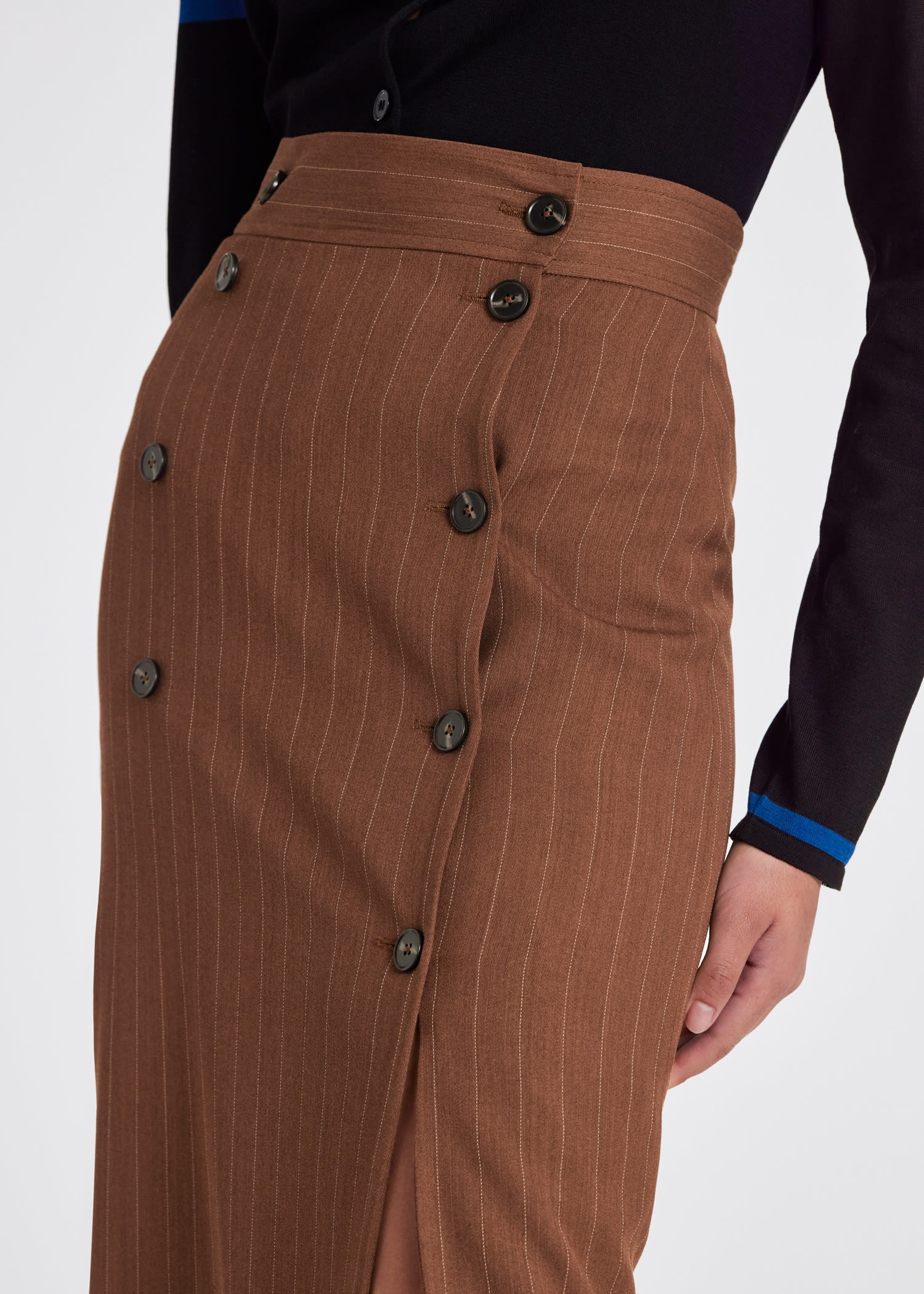 Pinstripe Button Up Skirt - 6