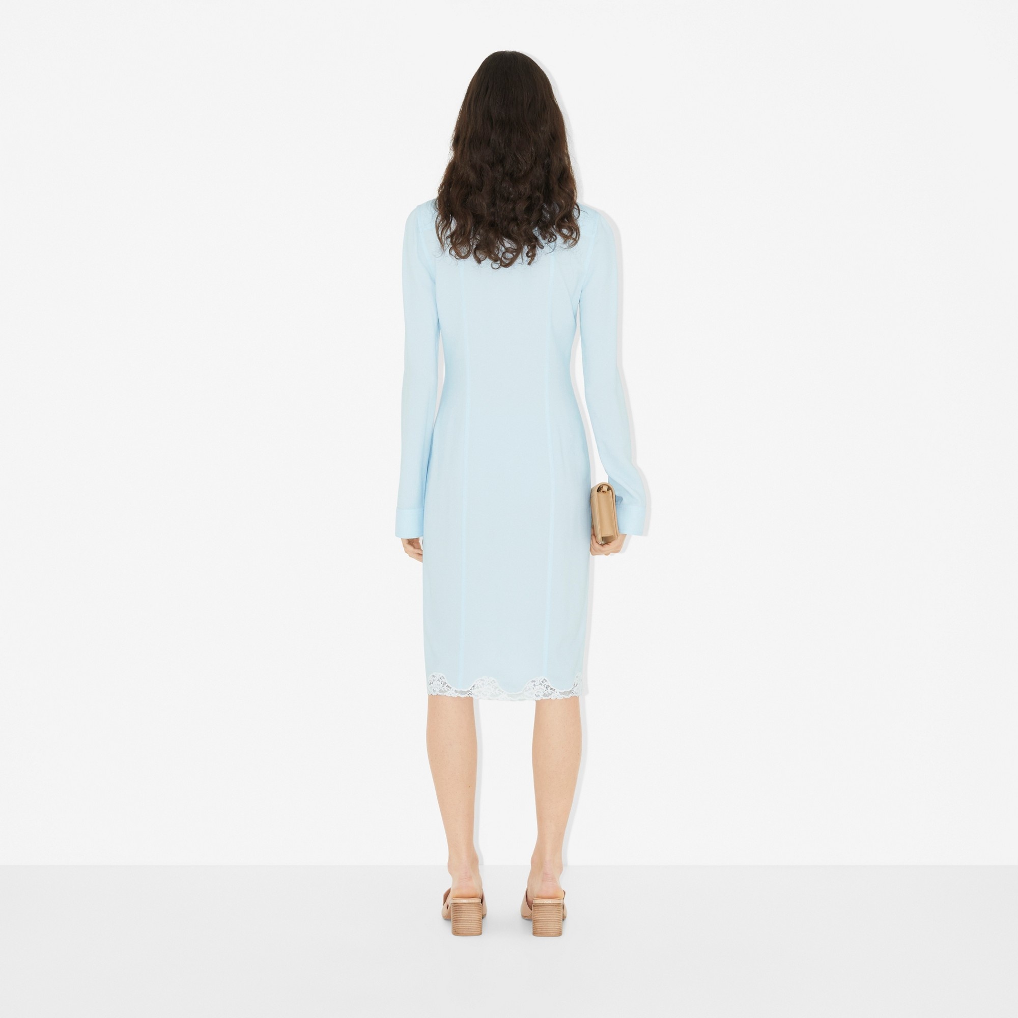 Lace Trim Viscose Shirt Dress - 4