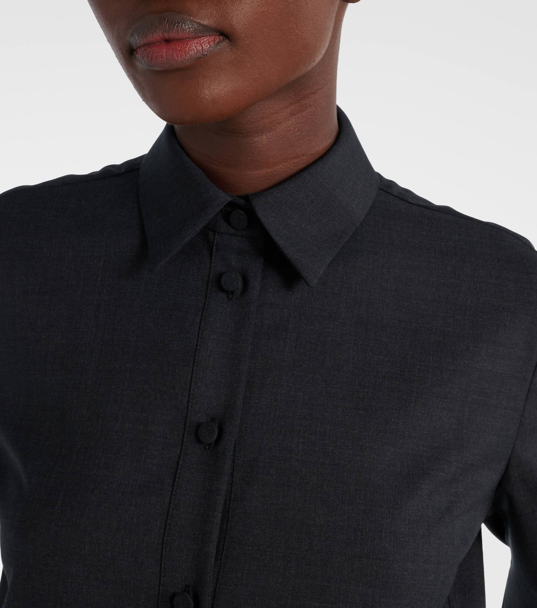 Horsebit wool shirt dress - 4