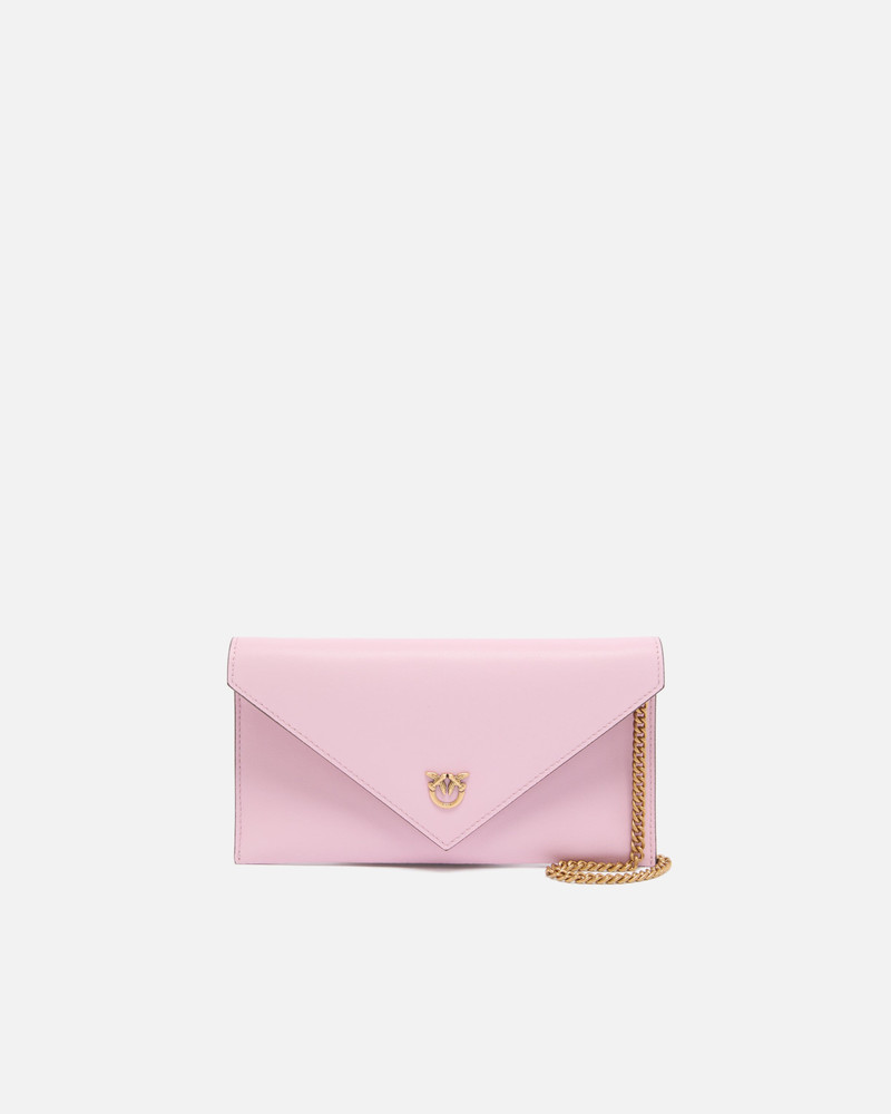 SMALL SMOOTH LEATHER ENVELOPE CLUTCH BAG WITH LOVE BIRDS LOGO 1