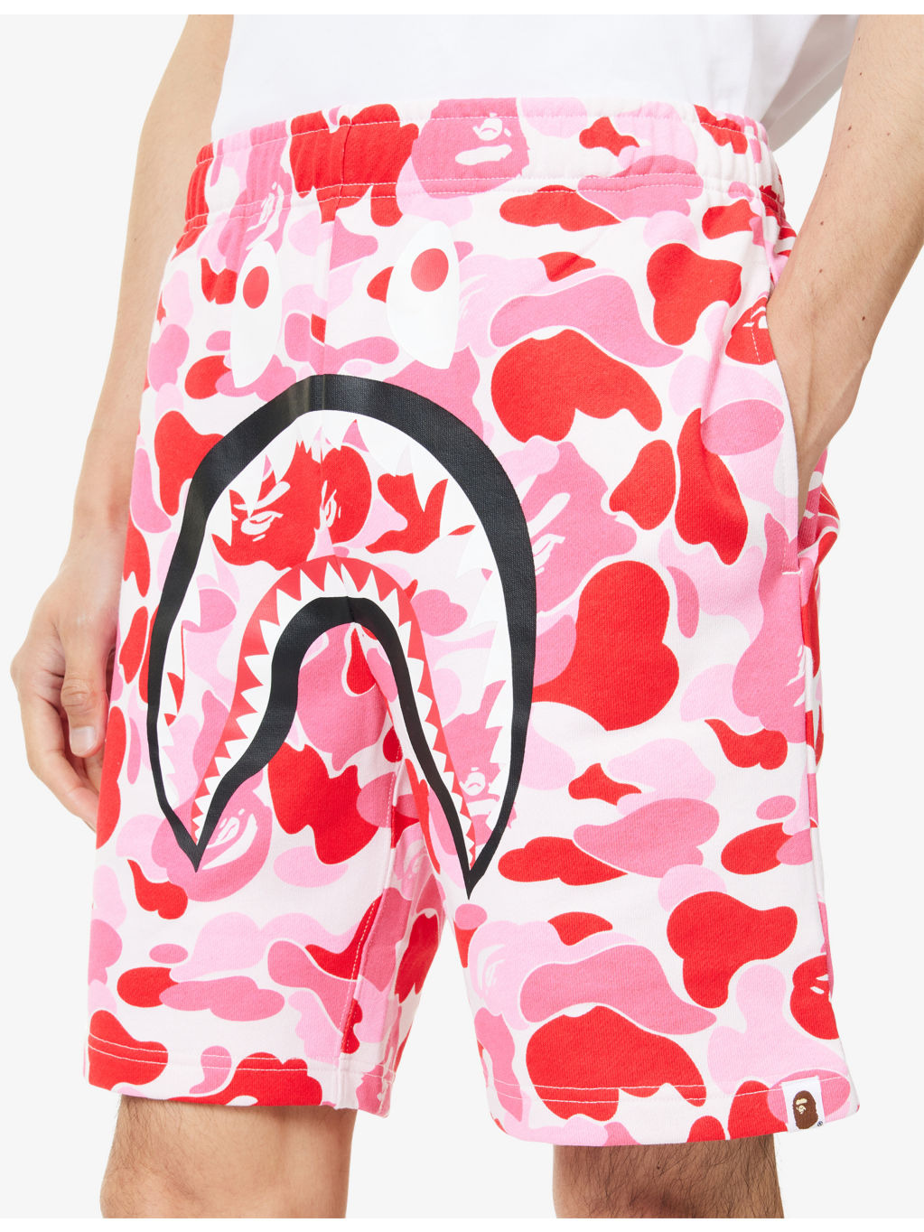 Camo Shark Printed Cotton Sweat Shorts - 5
