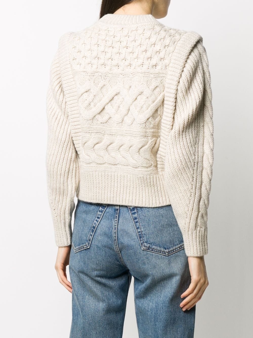 cropped intarsia cable knit jumper - 4