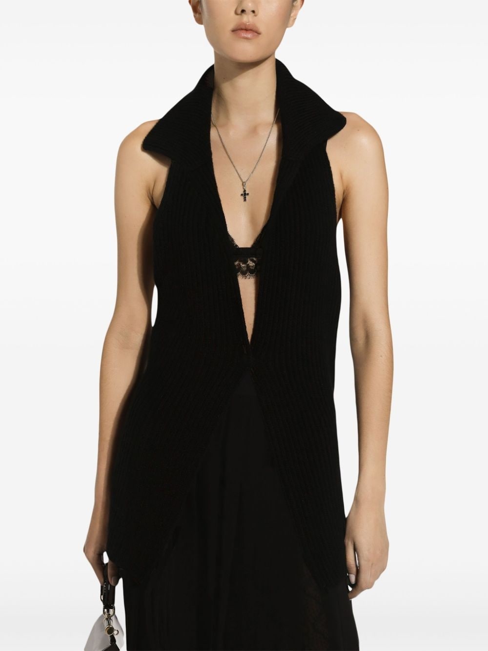 fisherman's rib-knit wool vest - 5