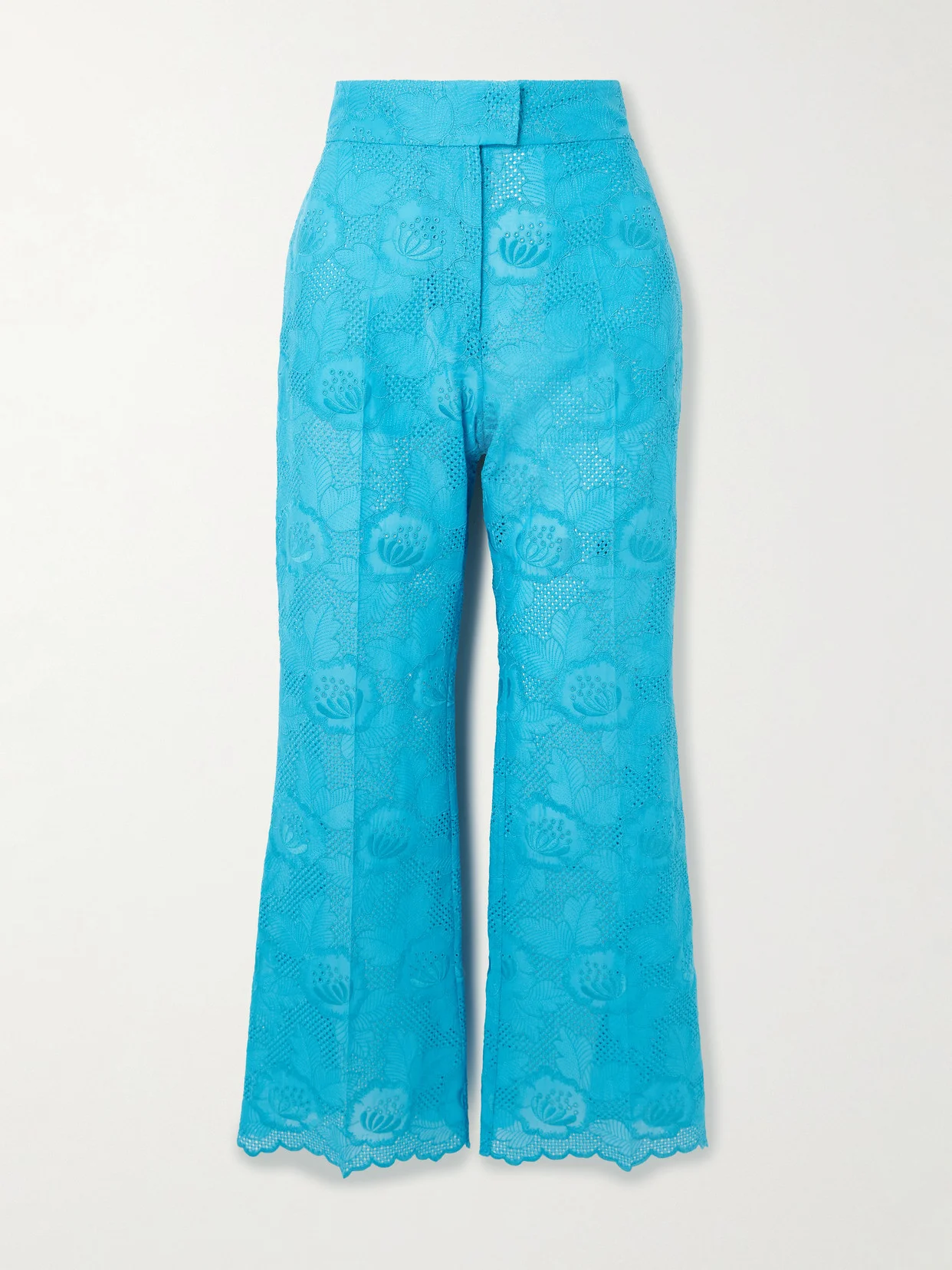 Broderie Anglaise Cotton Bootcut Pants - 1