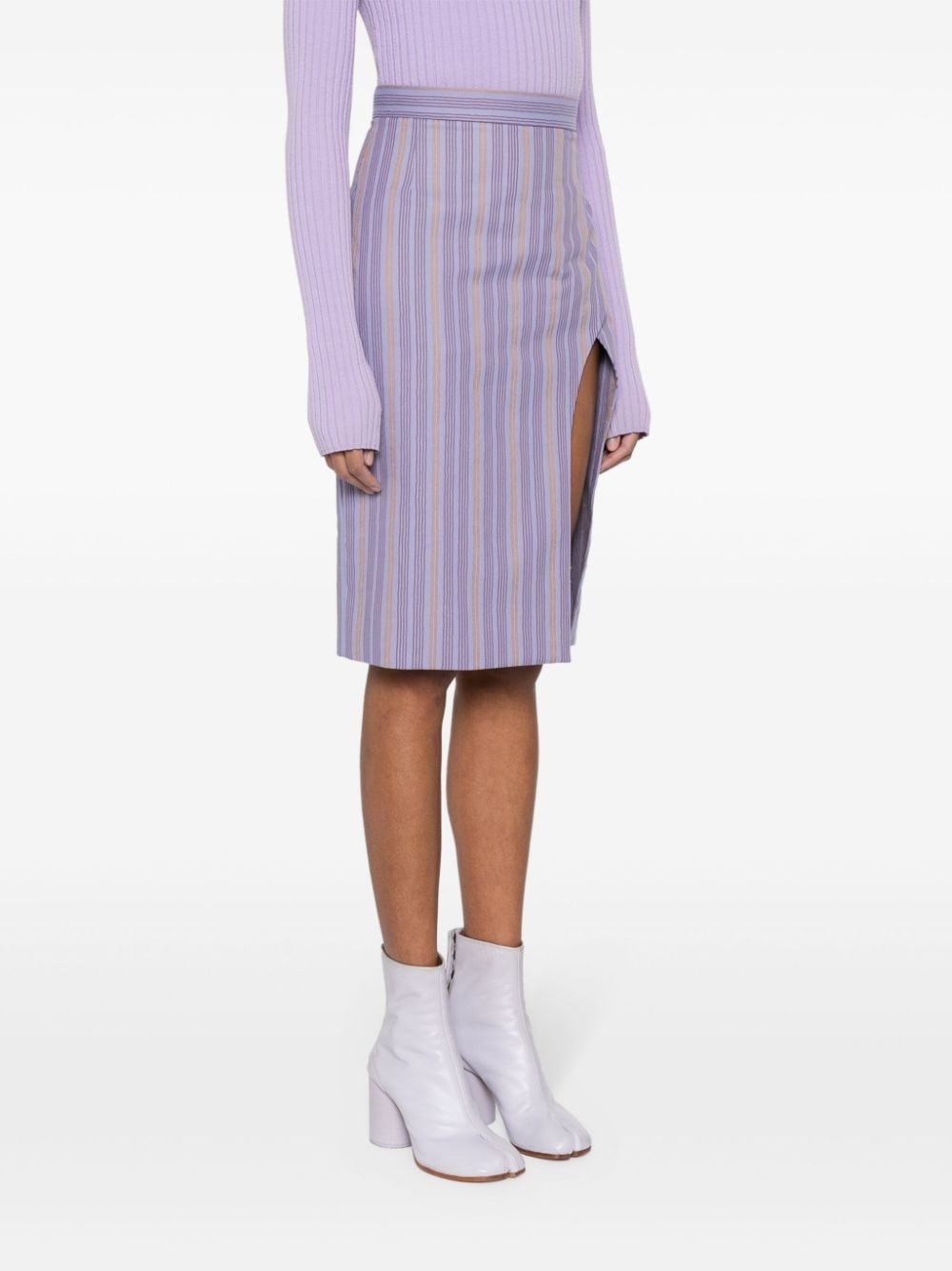side-slit striped skirt - 3