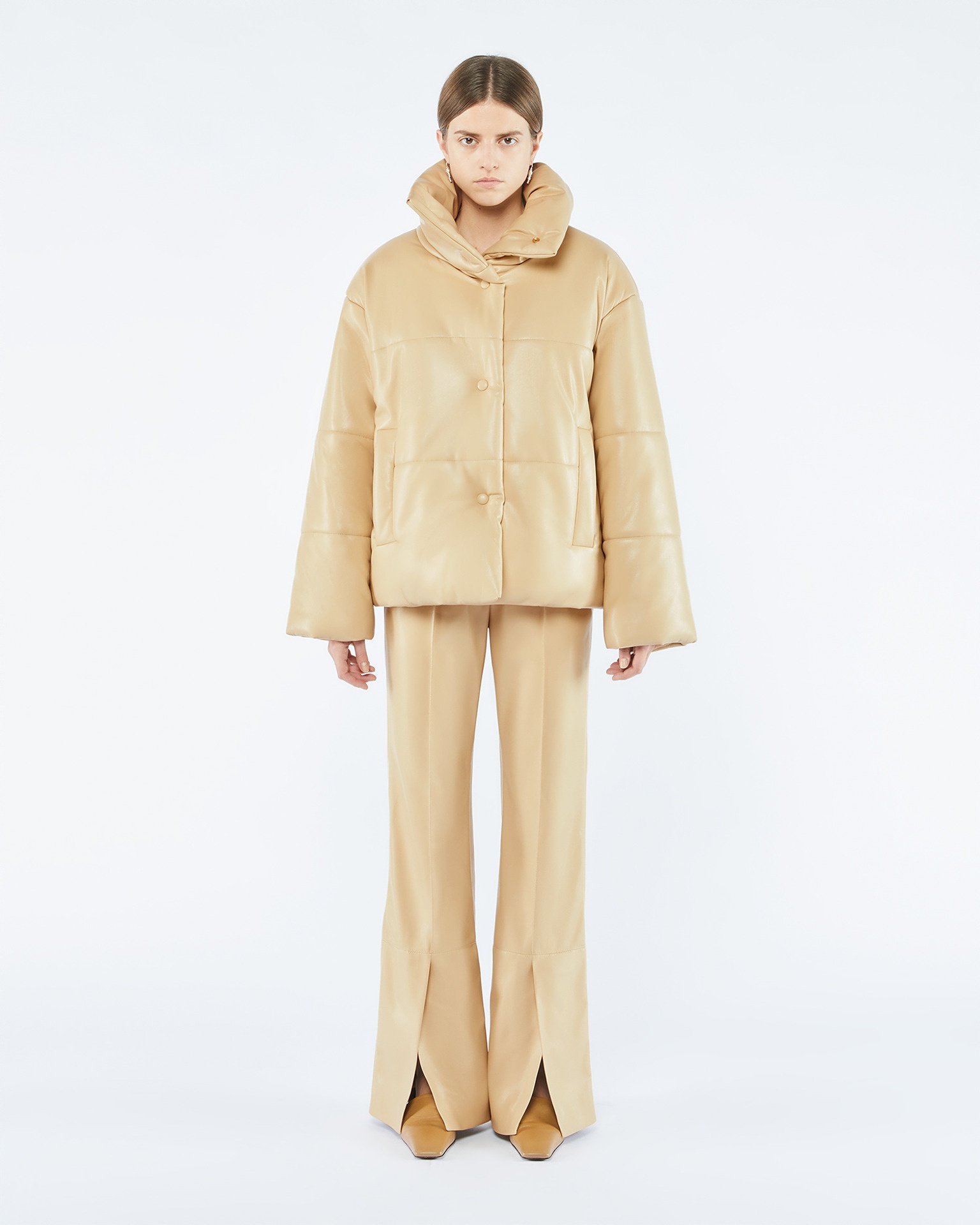 HIDE - OKOBOR™ alt-leather puffer jacket - Almond - 2