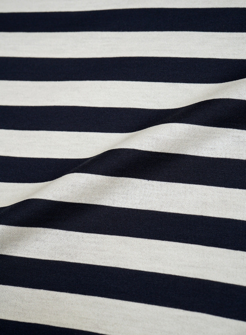 Nigel Cabourn x Sunspel Long Sleeve Pocket T-Shirt in Navy/Stone Stripe 7