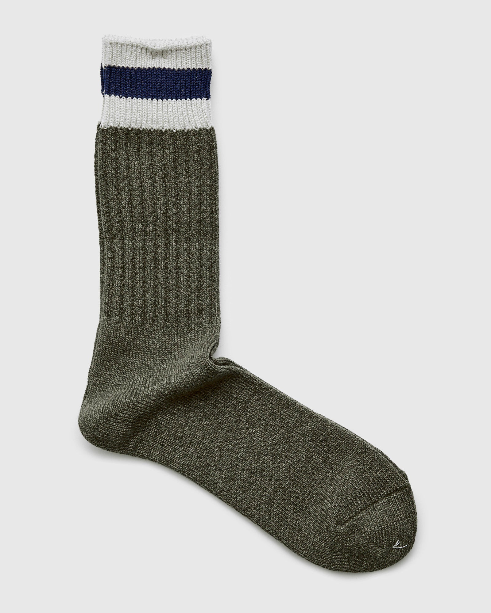 Cabin Stripe Crew Sock in Moss - 2