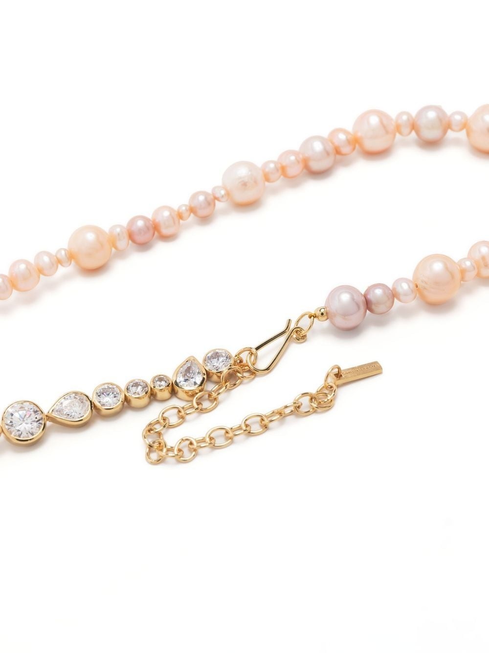 pearl and zirconia chain necklace - 3