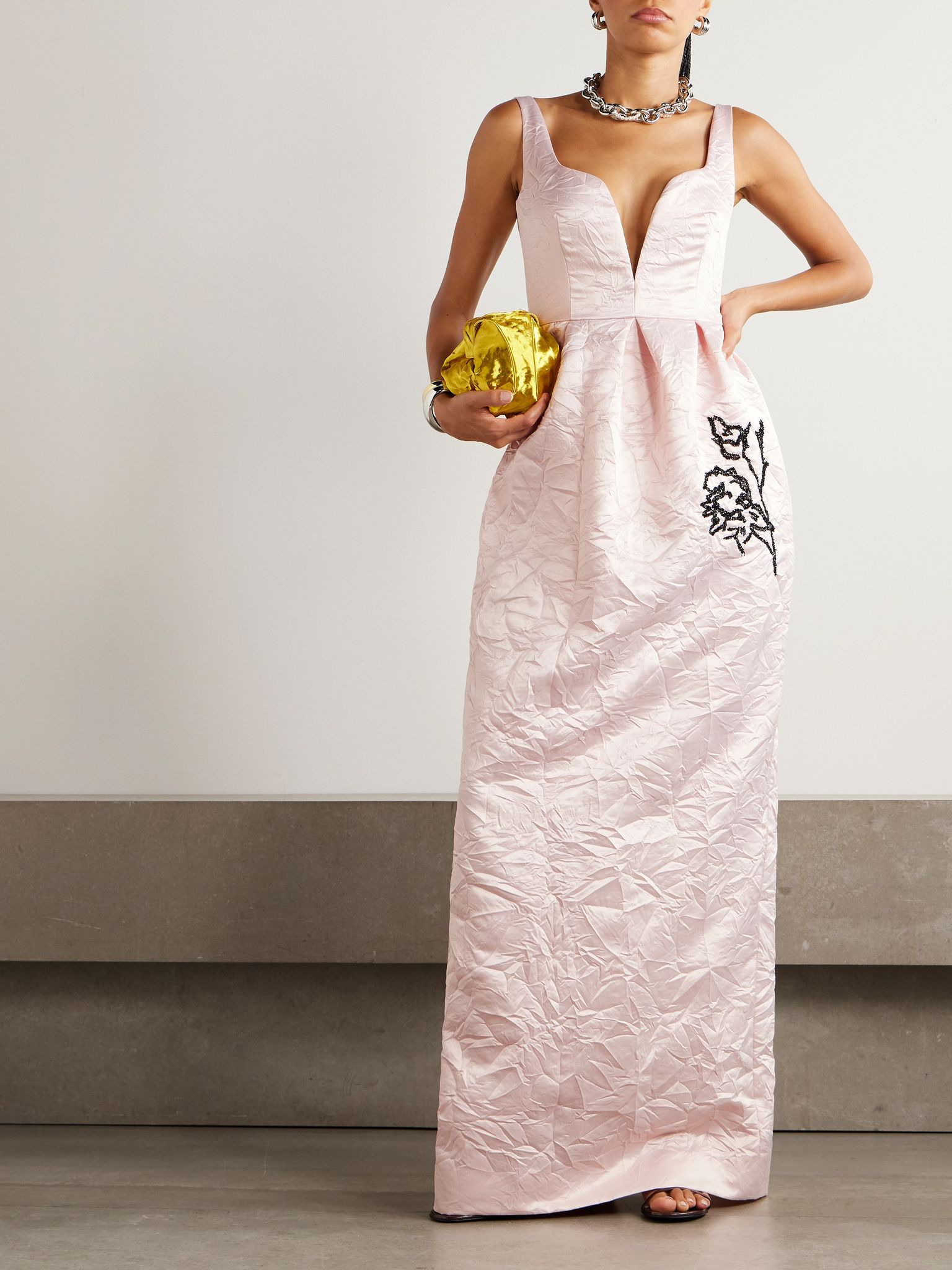 Embellished crinkled-taffeta gown Pastel pink - 2