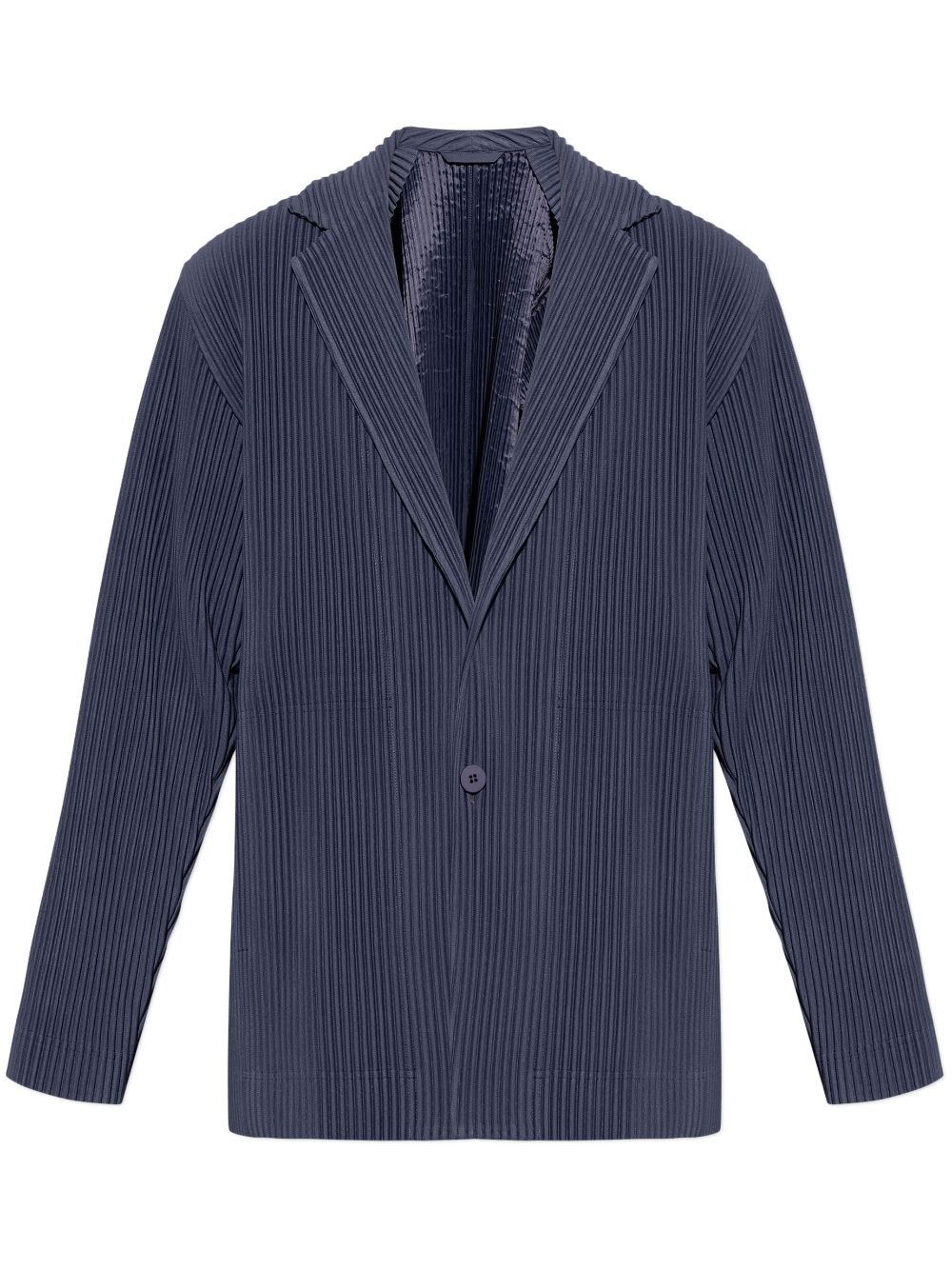 pleated single-breasted blazer - 1