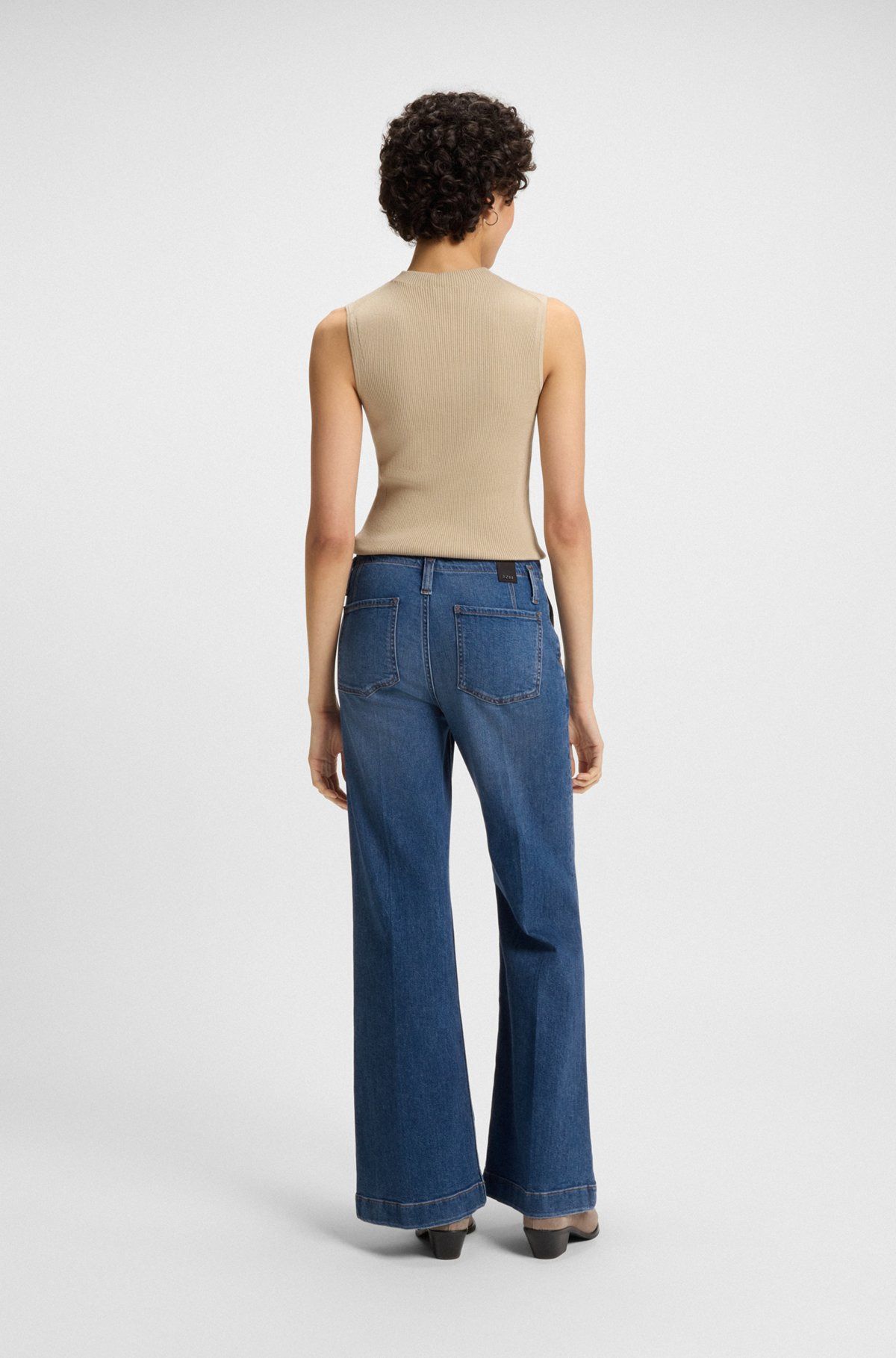 REGULAR-FIT JEANS IN MID-BLUE ITALIAN STRETCH DENIM - 4