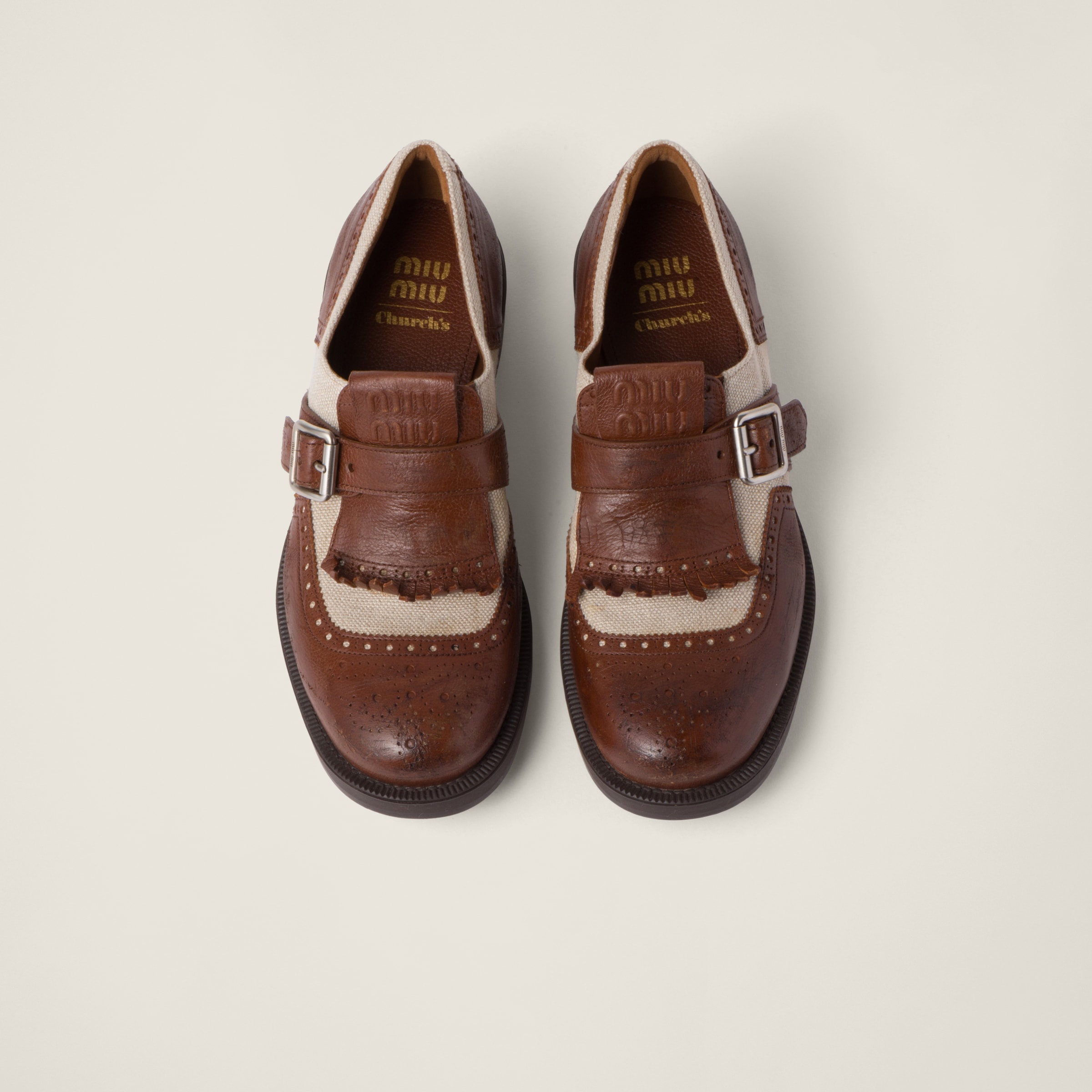 Miu Miu Church's X Miu Miu Shanghai leather and linen shoes