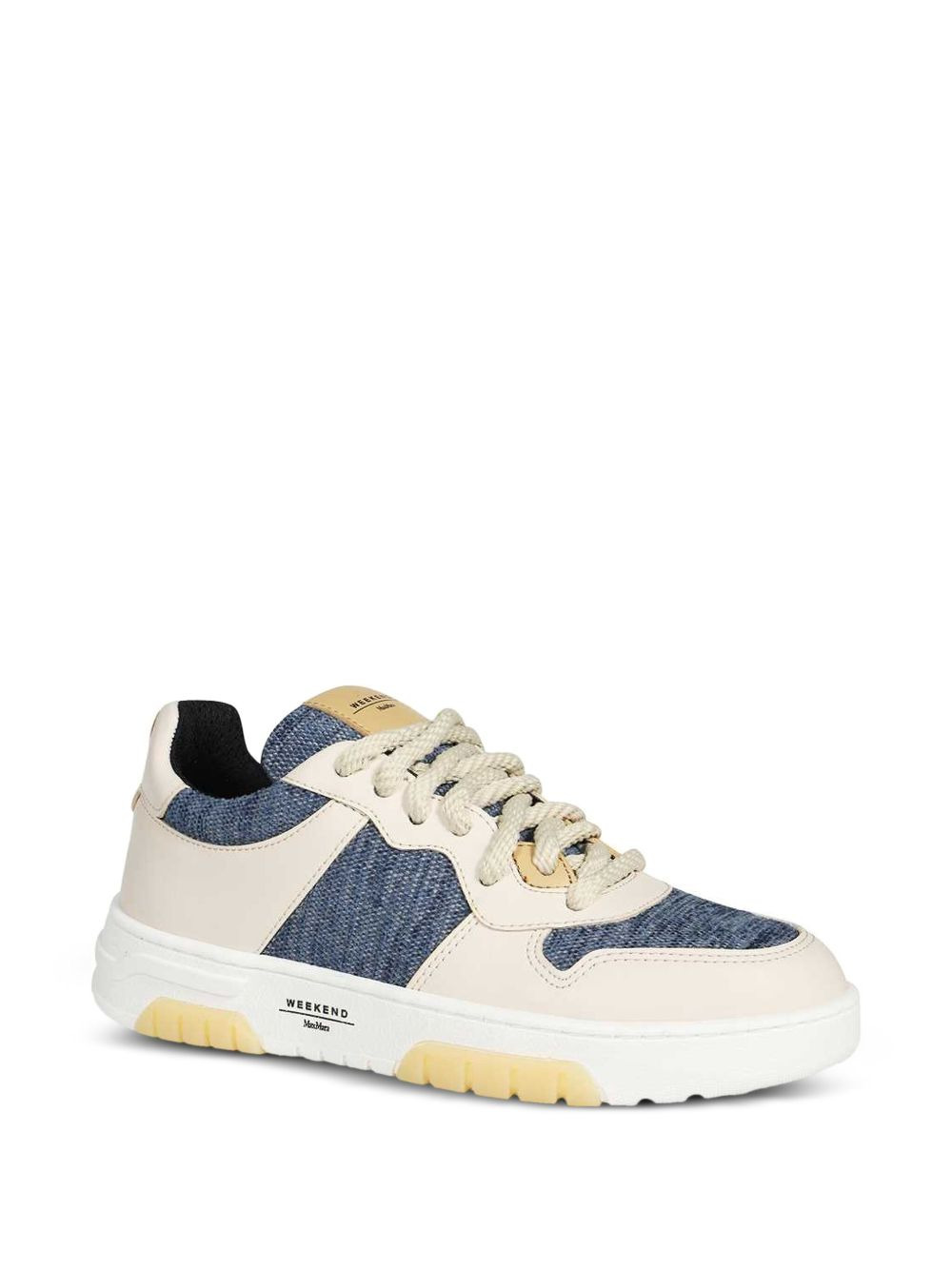 denim-panelled low-top sneakers - 2