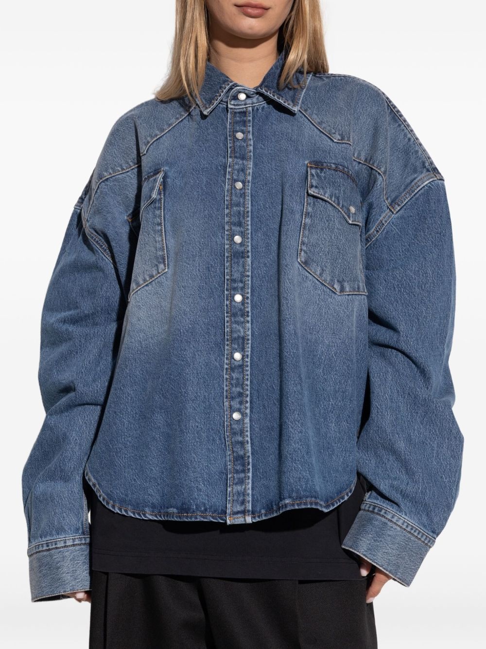 button-fastening denim shirt - 3