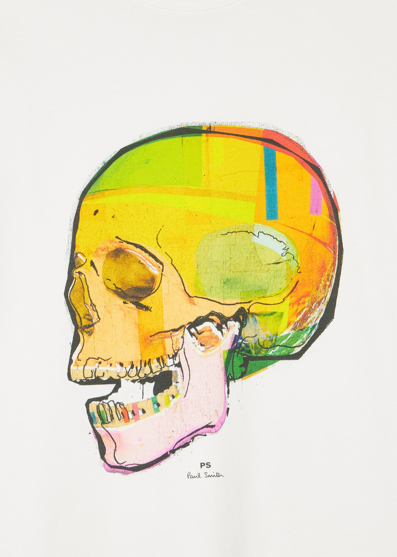 Paul Smith White 'Skull Sketch' Print T-Shirt outlook