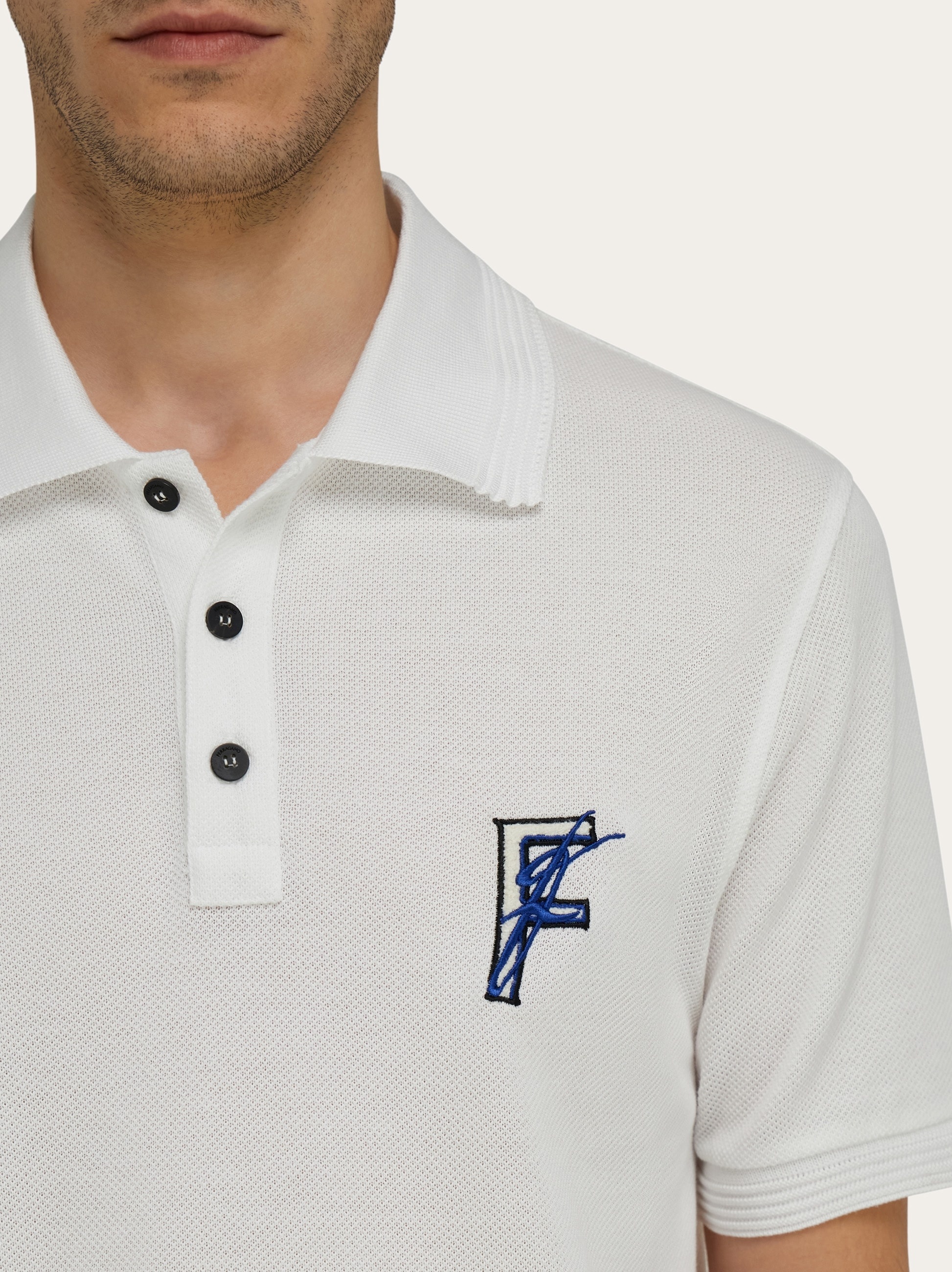 Cotton polo shirt with overlapping embroidery - 4