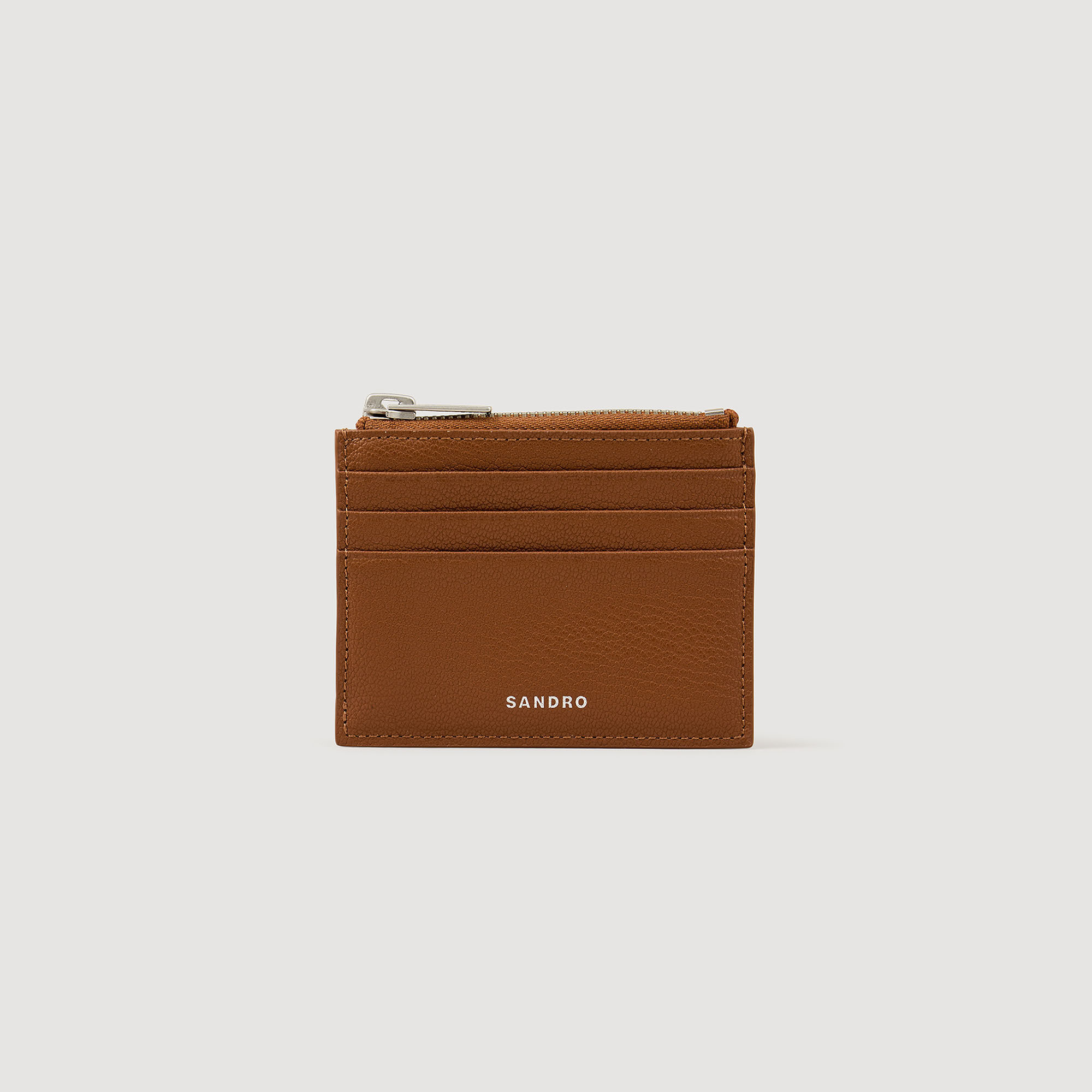 GRAINED LEATHER ZIP CARD HOLDER - 3