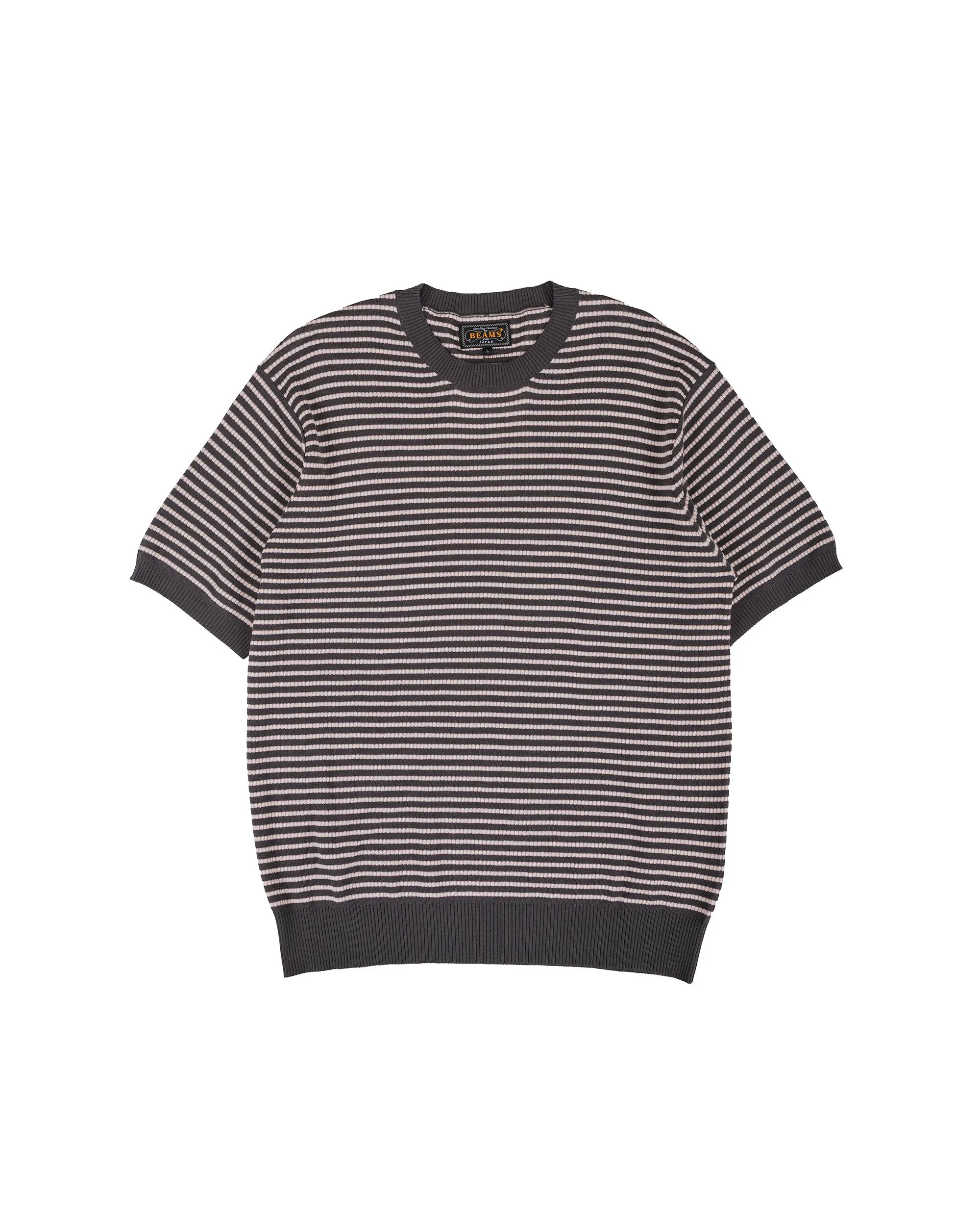 Knit Tee Dot Pattern Jacquard Charcoal Grey - 1