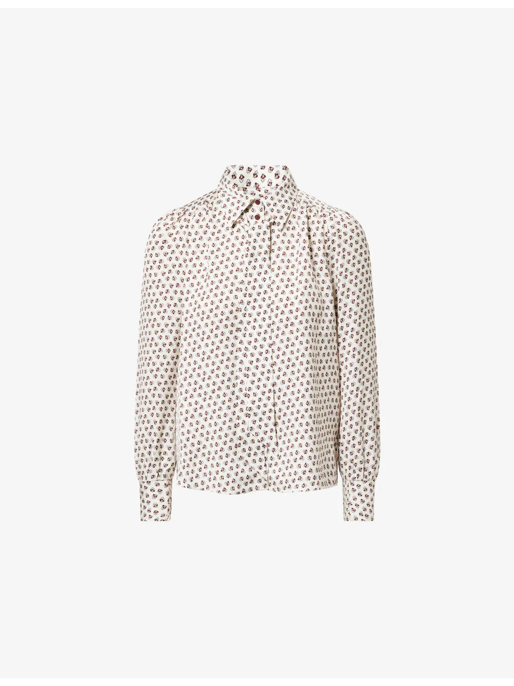 Micro Paisley Print Tie Woven Blouse - 1