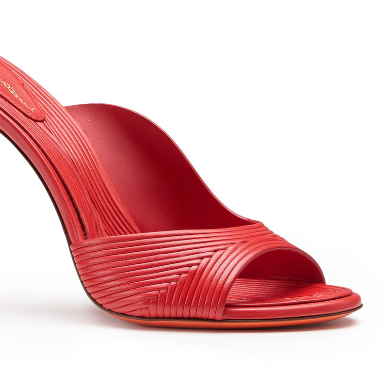 Women's red leather high-heel sandal 5