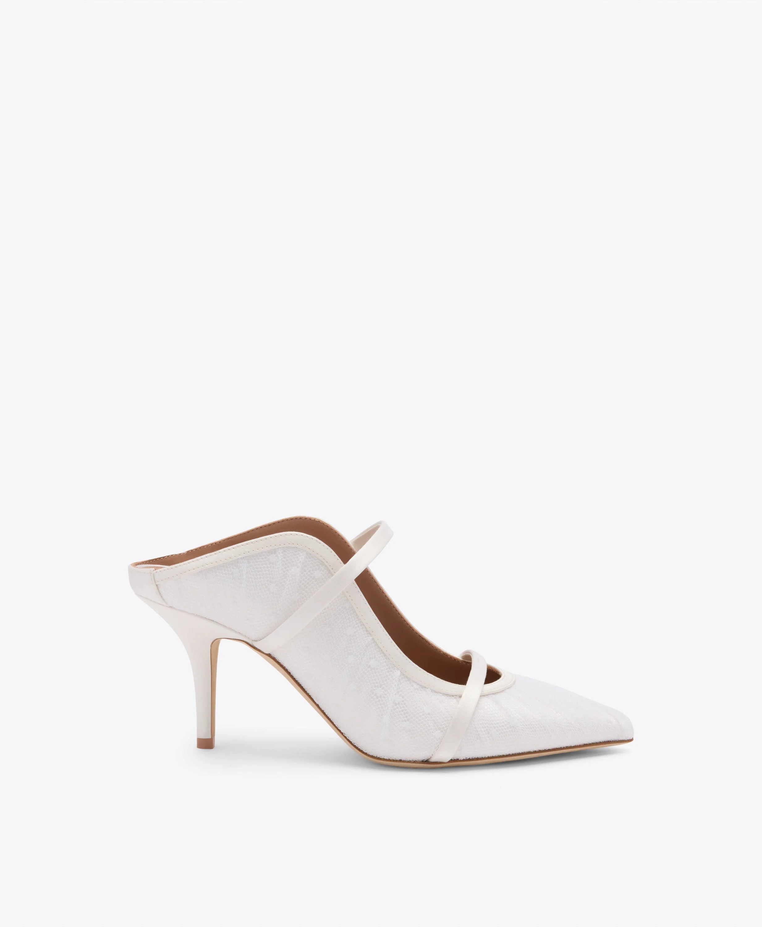 Maureen 70 White Dot Tulle Heeled Mules - 1