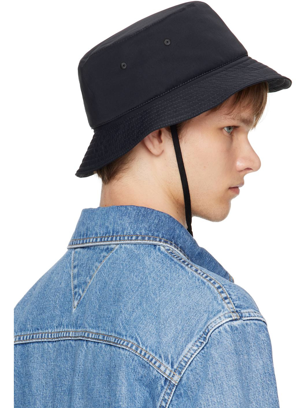 Black Tech Nylon Bucket Hat - 3