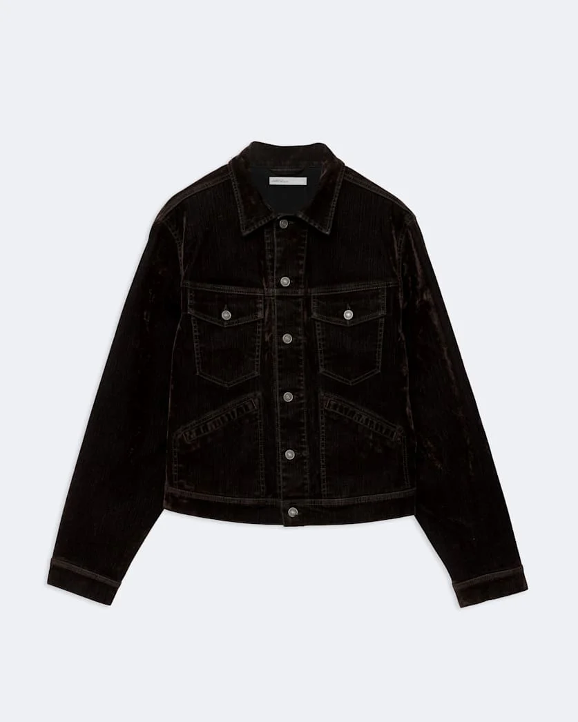 FLOCKED DENIM TRUCKER JACKET - 1