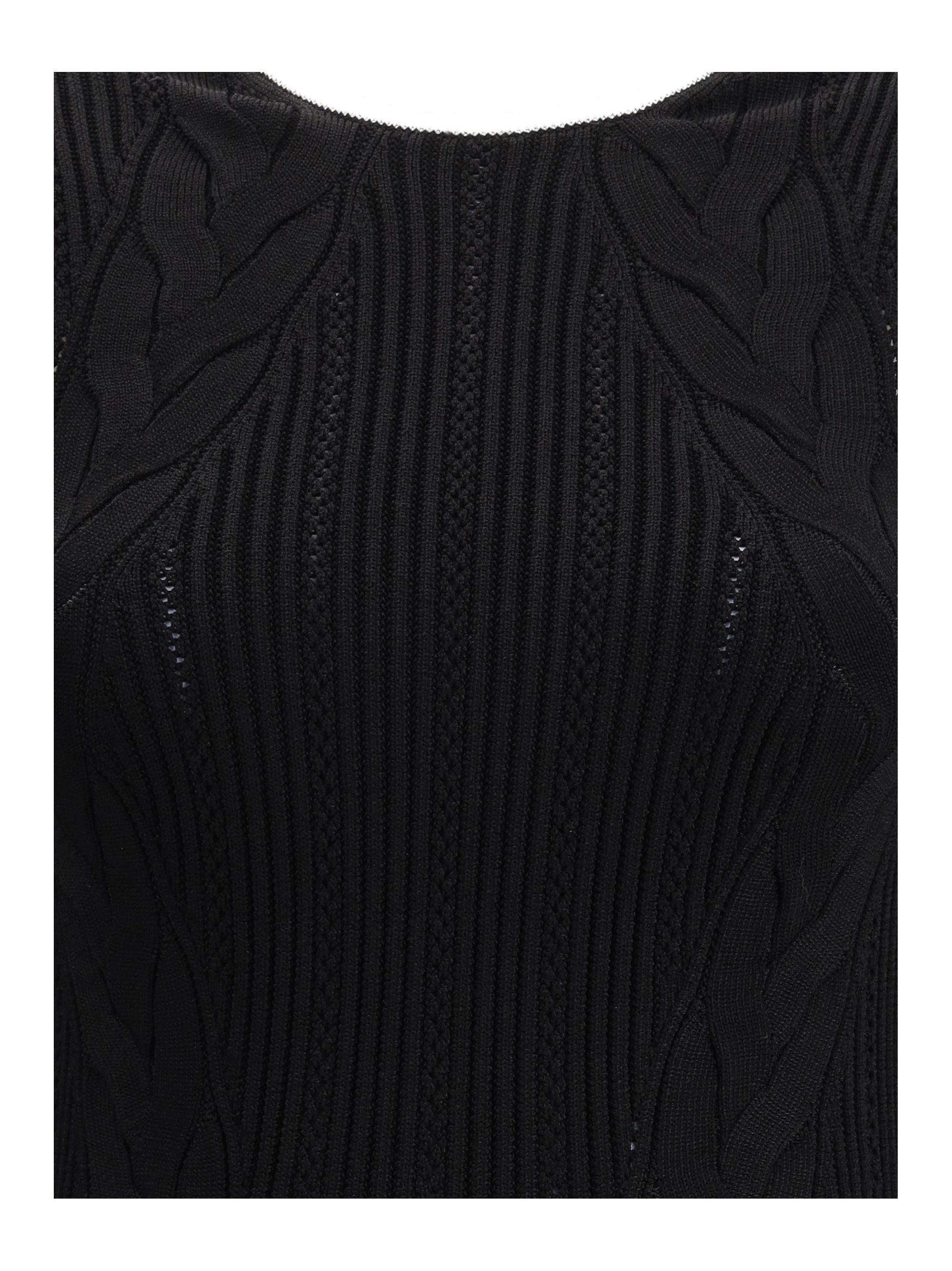 Balmain Women Sleeveless Torsade Knit Long Dress - 3