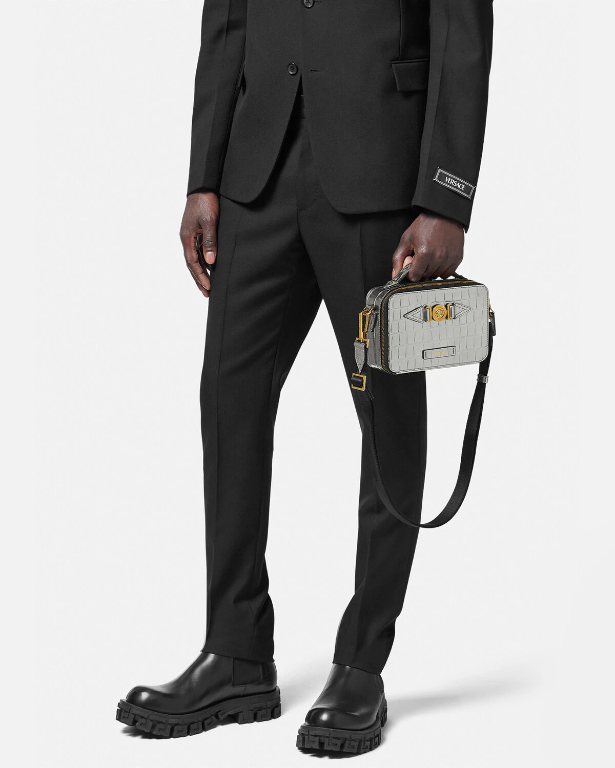 Croc-Effect Medusa Biggie Messenger Bag - 6