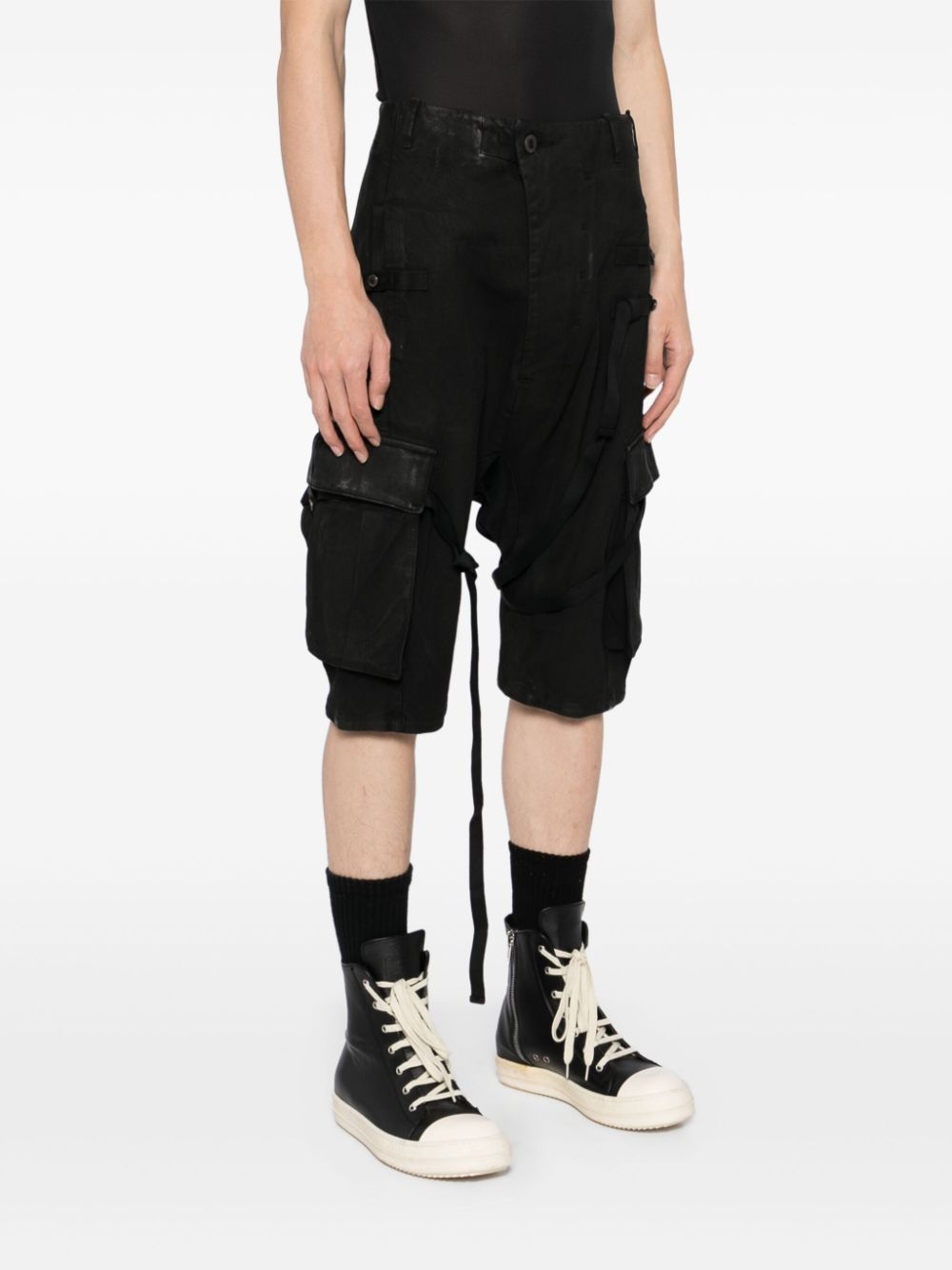 stonewashed cargo track shorts - 3