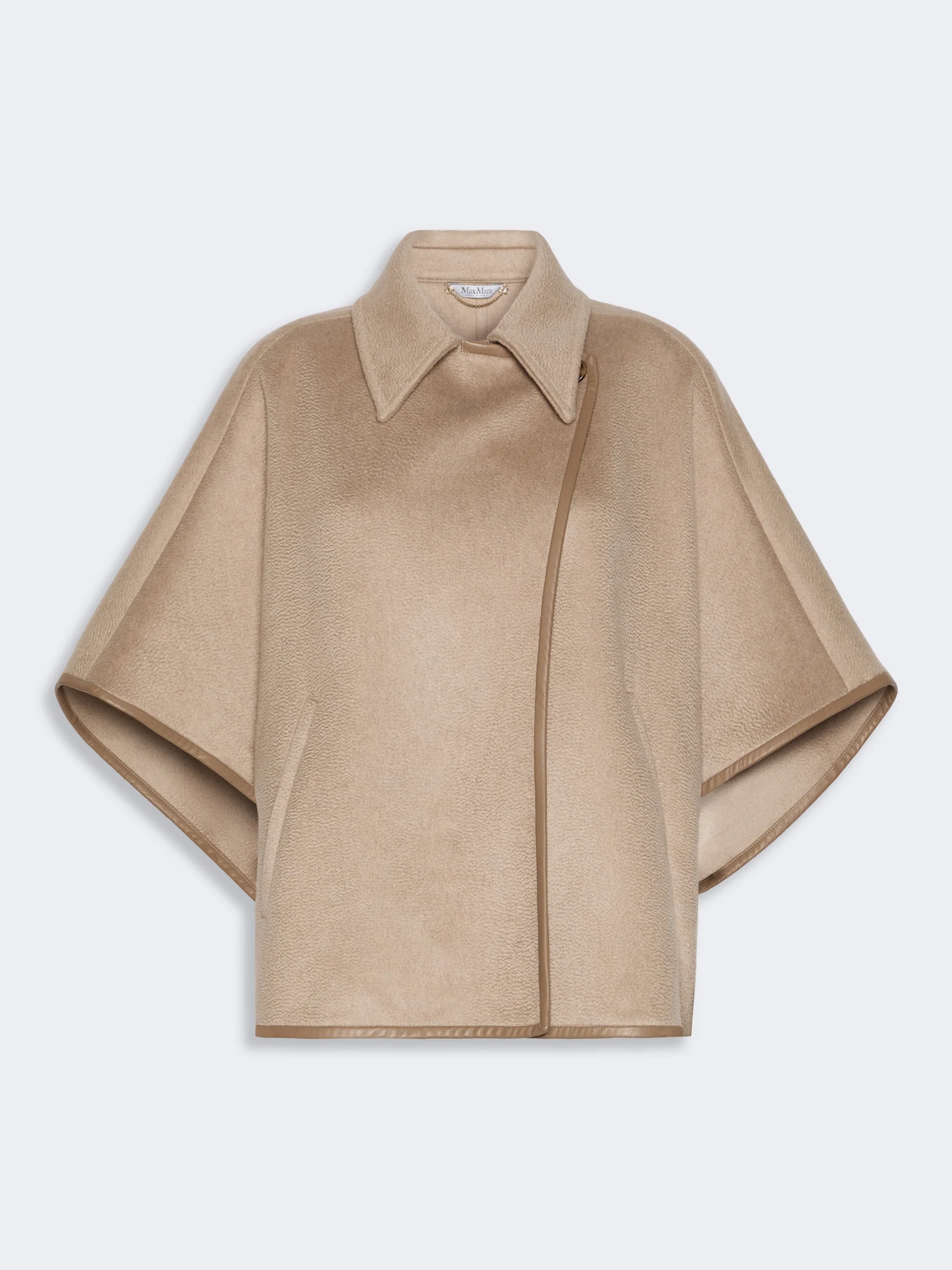 GENTILE Long cropped cape in cashmere drap - BEIGE - 1