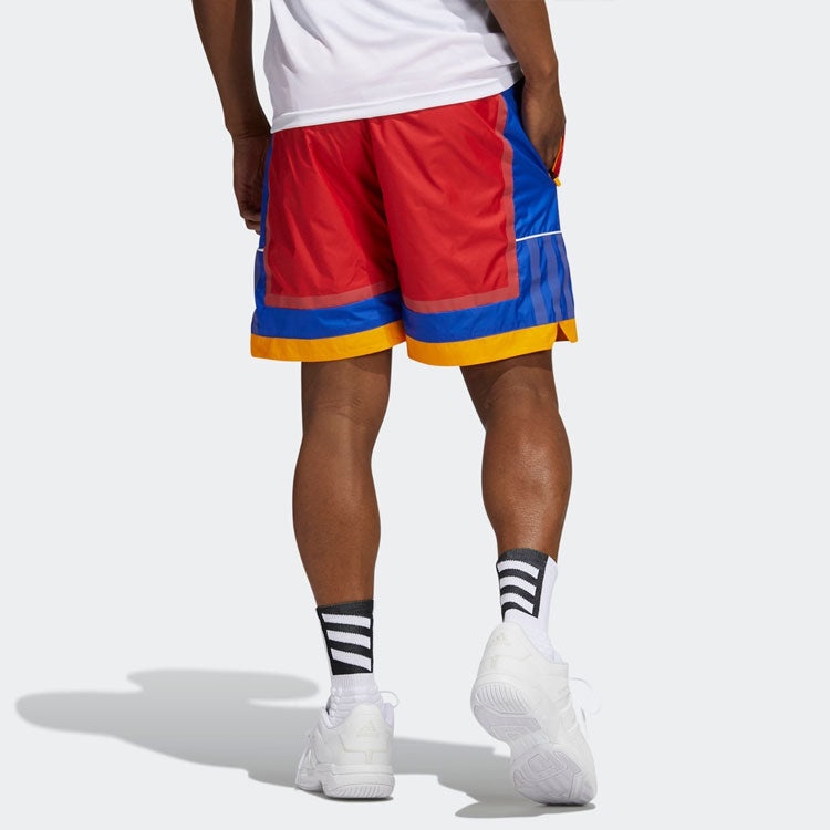 Men's adidas Basketball Sports Fluorescence Red Shorts H16552 - 3