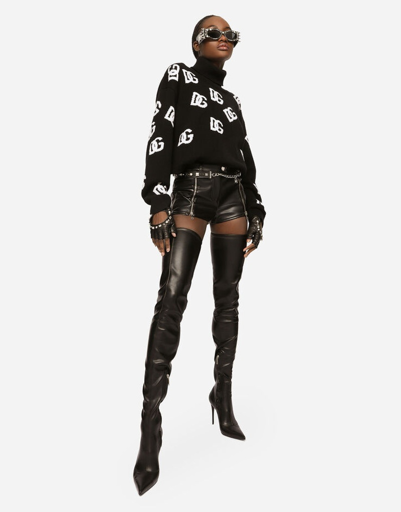 Dolce & Gabbana Virgin wool turtleneck with inlaid DG logo outlook