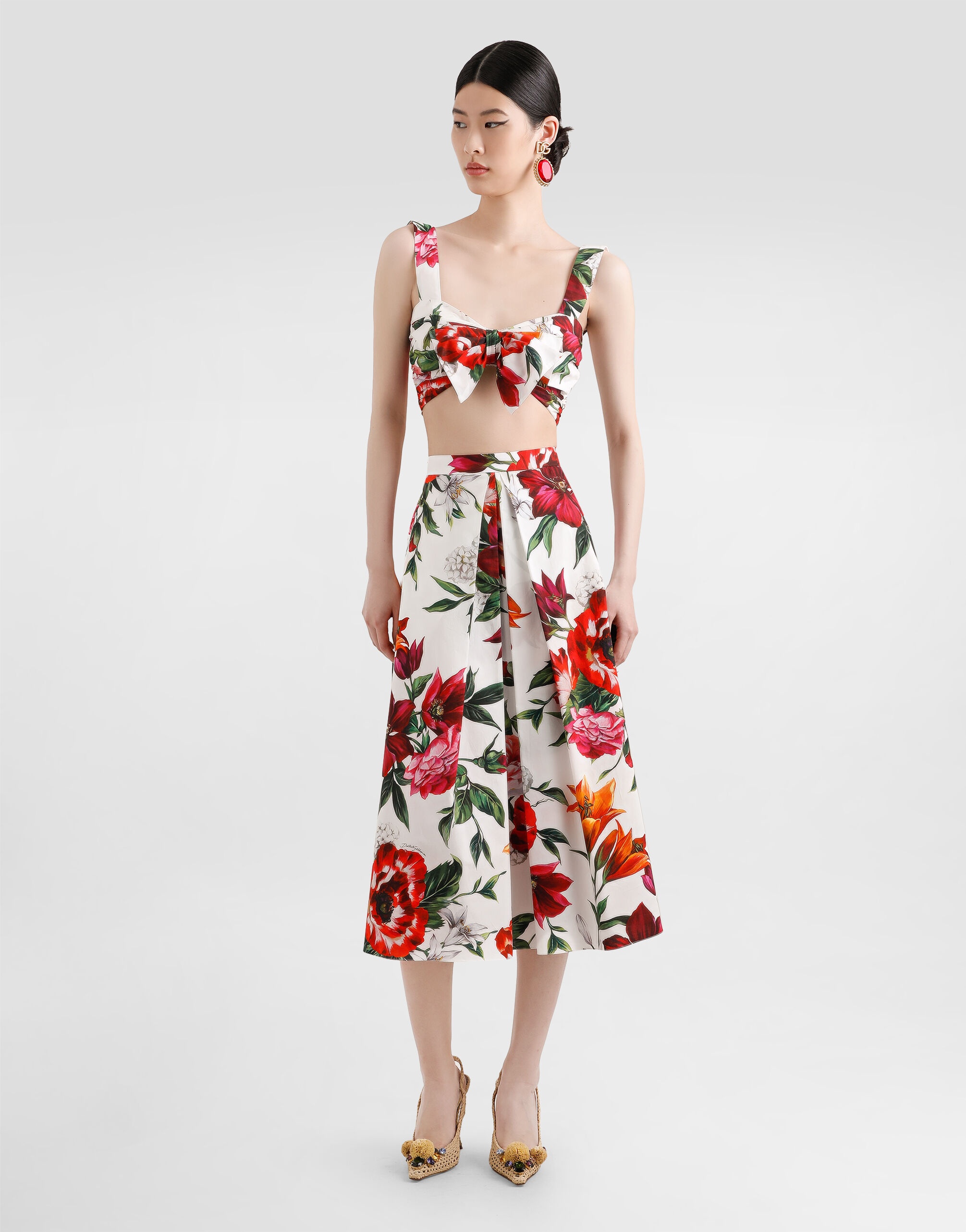 flower-print poplin top - 2