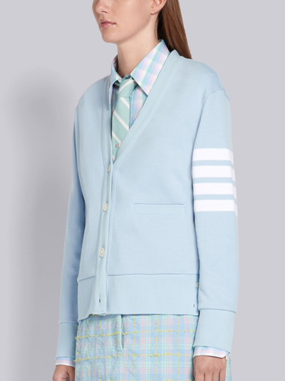 Thom Browne Light Blue Classic Loop Back V-Neck 4-Bar Cardigan outlook